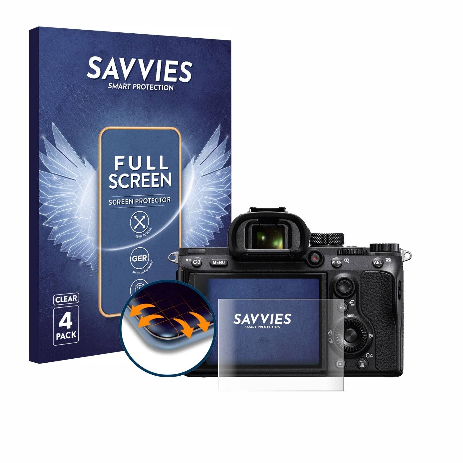 4x Savvies Full-Screen Folie für Sony Alpha 7 III