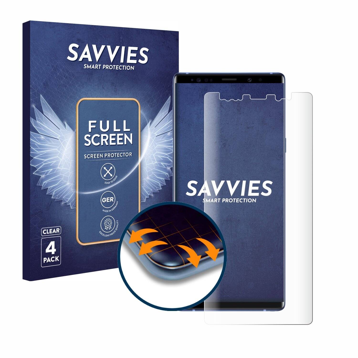 4x Savvies Full-Screen Folie für Samsung Galaxy Note