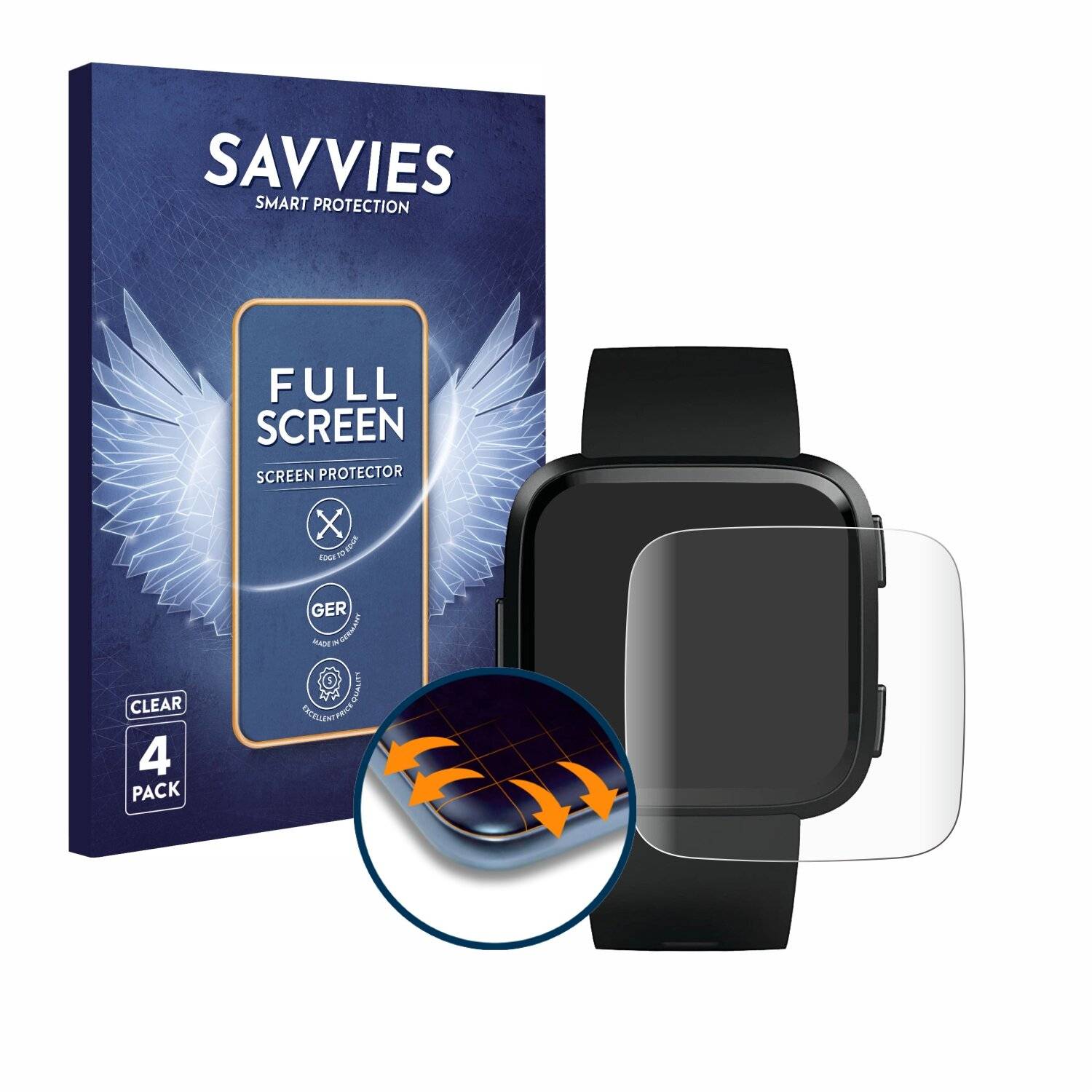 4x Savvies Full-Screen Folie für Fitbit