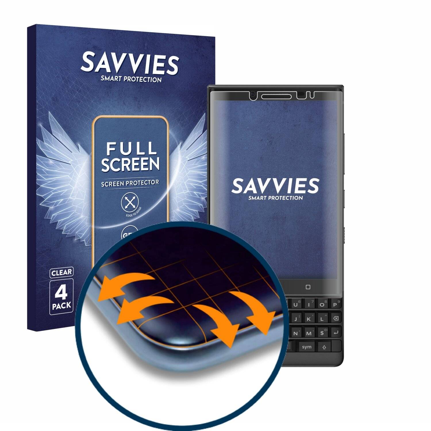 4x Savvies Full-Screen Folie für BlackBerry