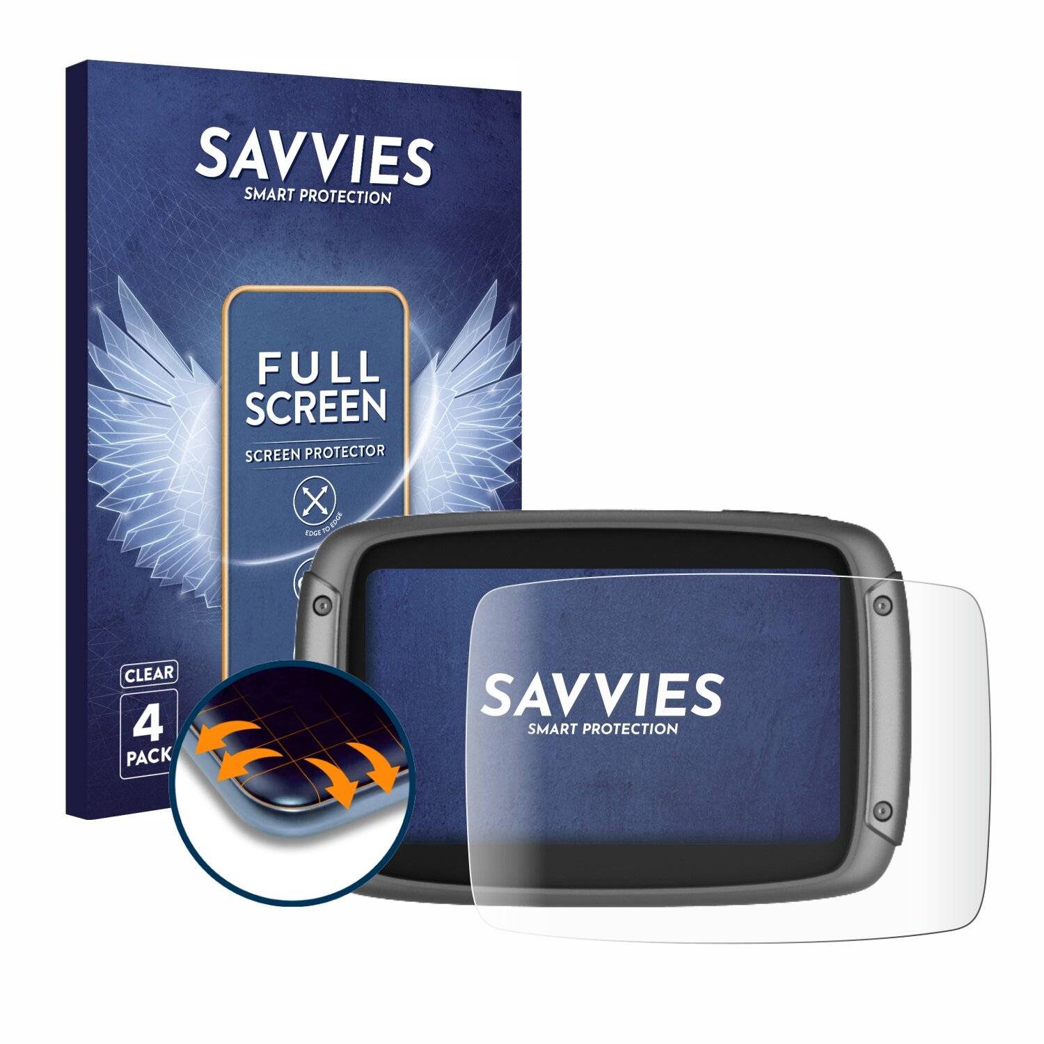 4x Savvies Full-Screen Folie für TomTom Rider