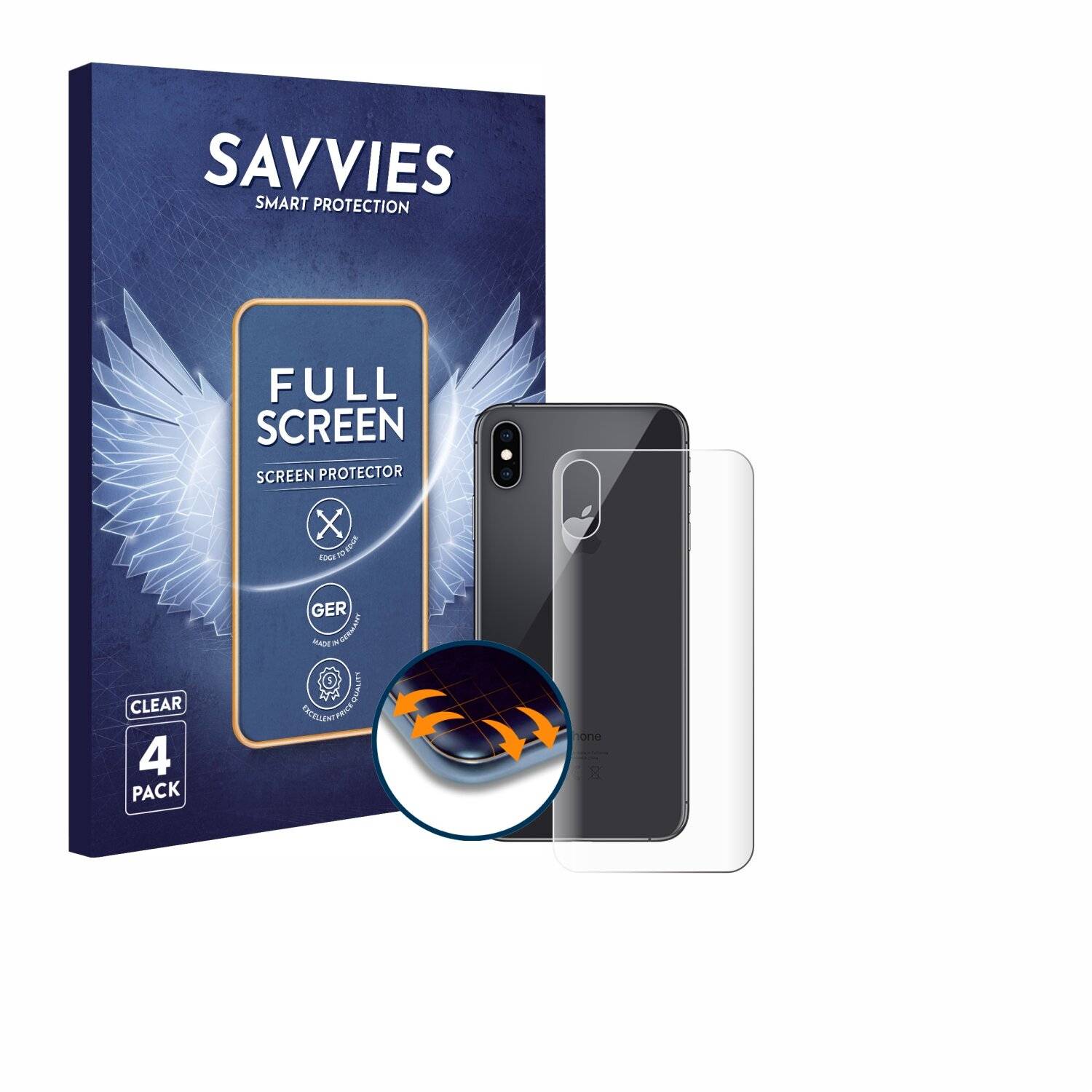 4x Savvies Full-Screen Folie für Apple iPhone Xs
