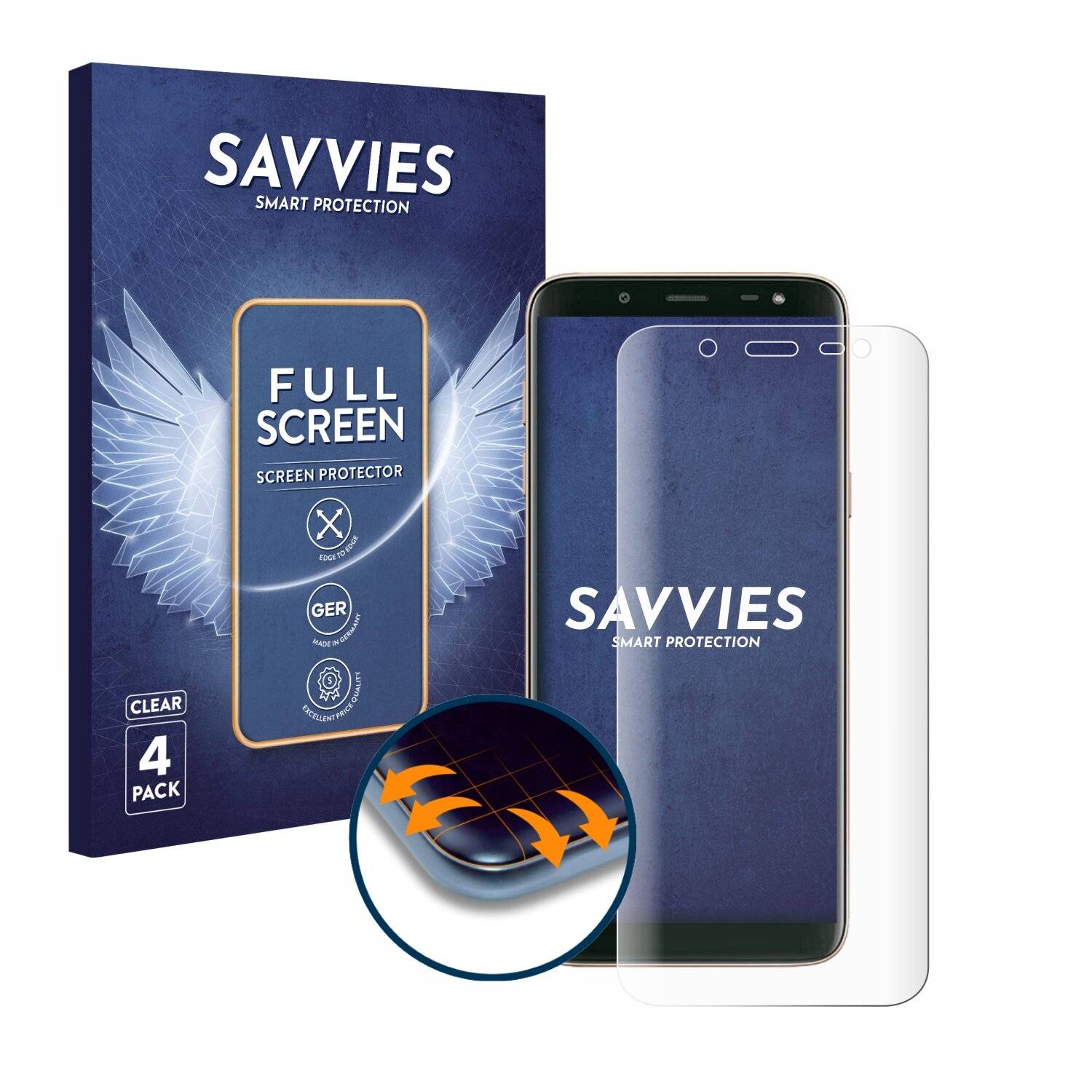 4x Savvies Full-Screen Folie für Samsung Galaxy J6