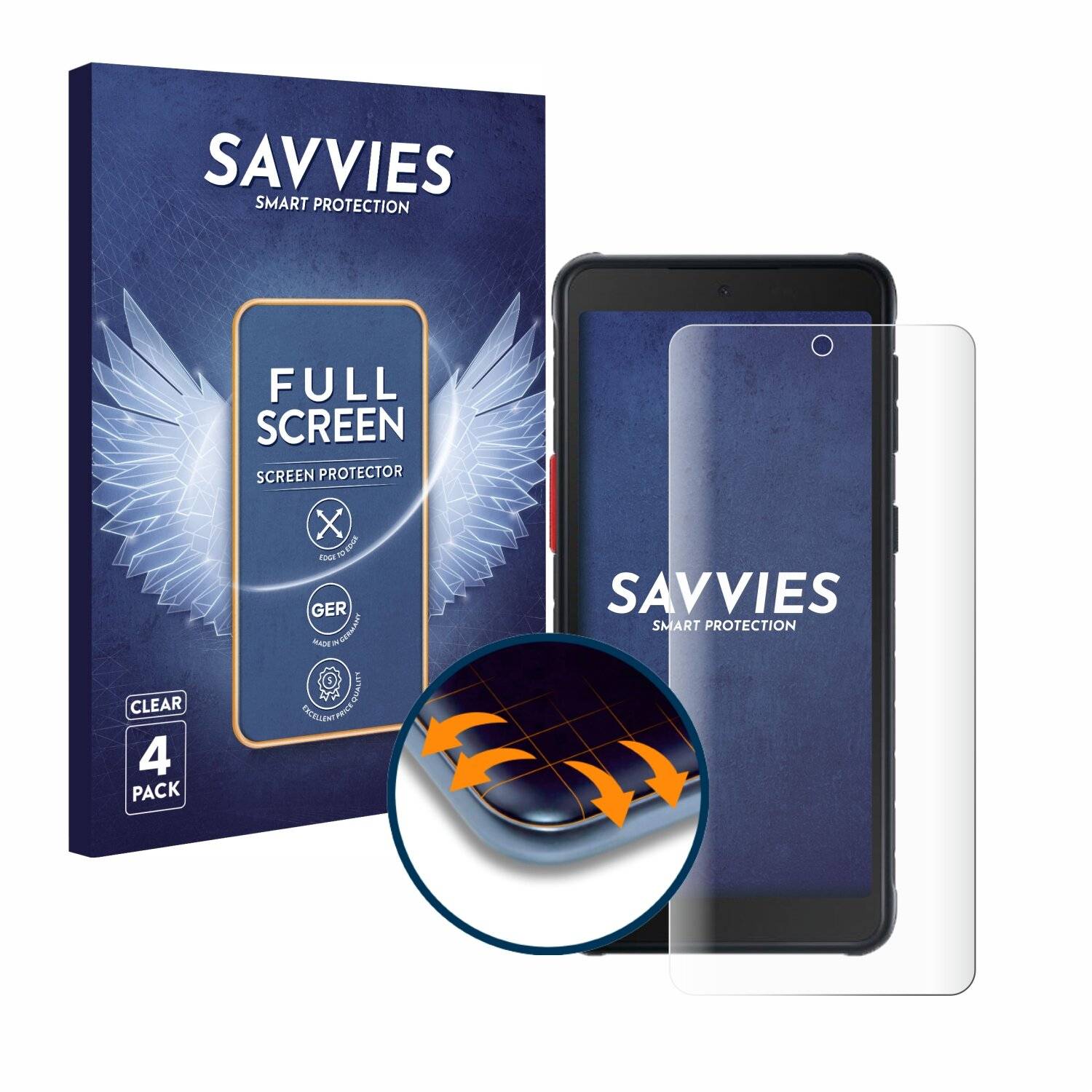 4x Savvies Full-Screen Folie für Samsung Galaxy XCover