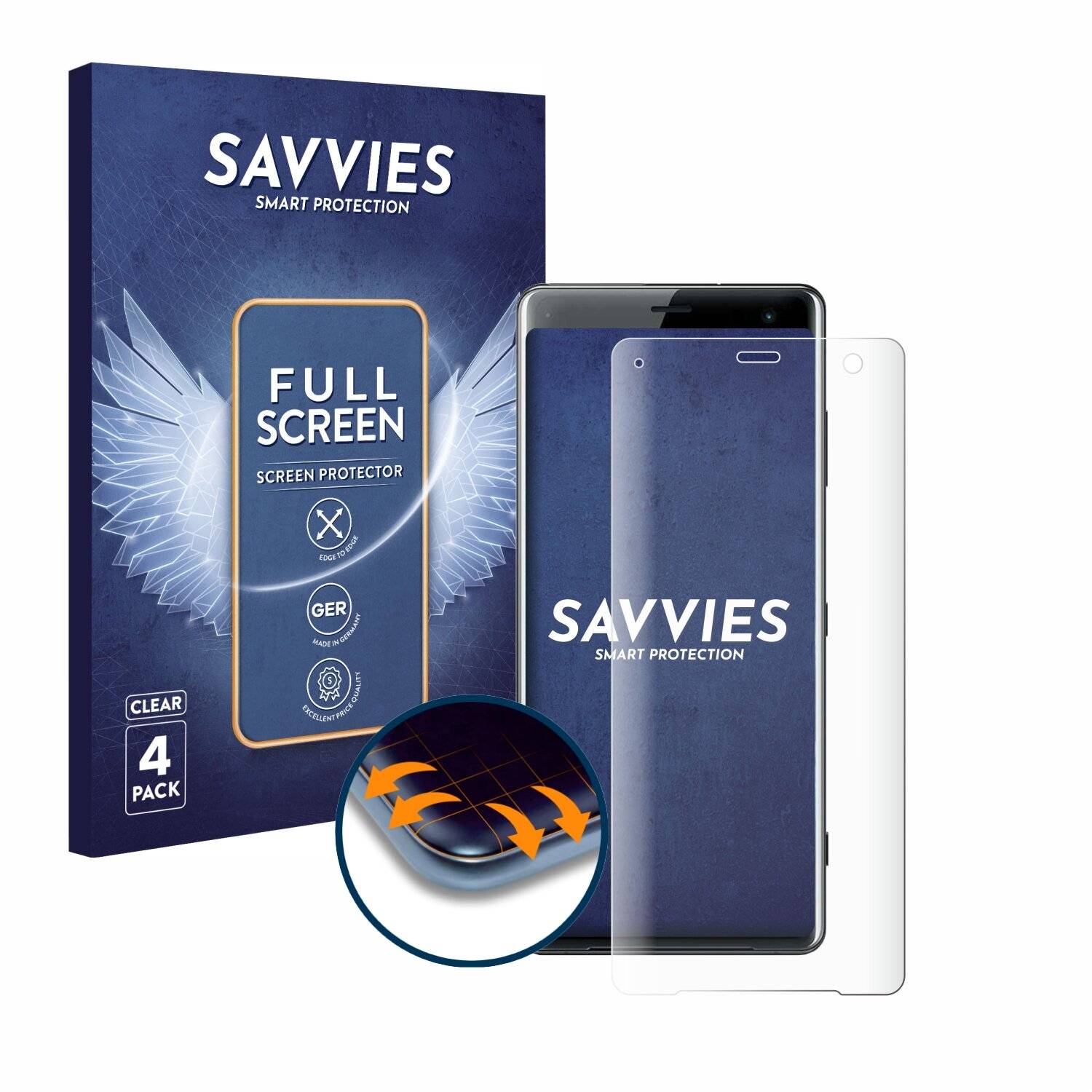 4x Savvies Full-Screen Folie für Sony Xperia