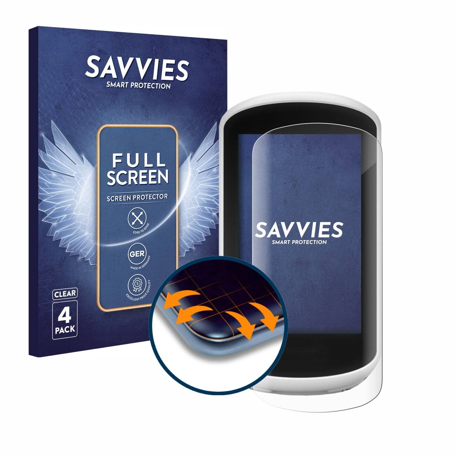 4x Savvies Full-Screen Folie für Garmin Edge Explore