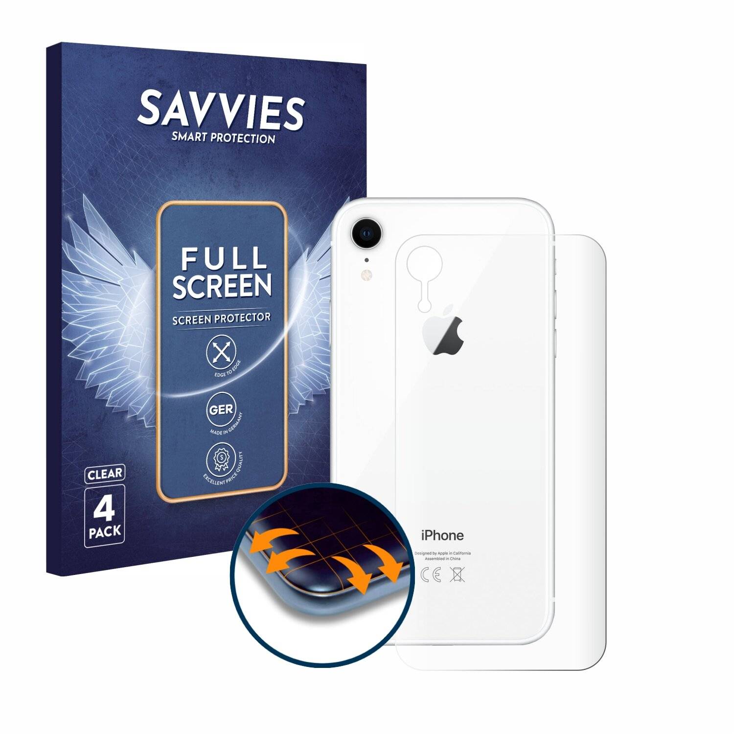 4x Savvies Full-Screen Folie für Apple iPhone XR