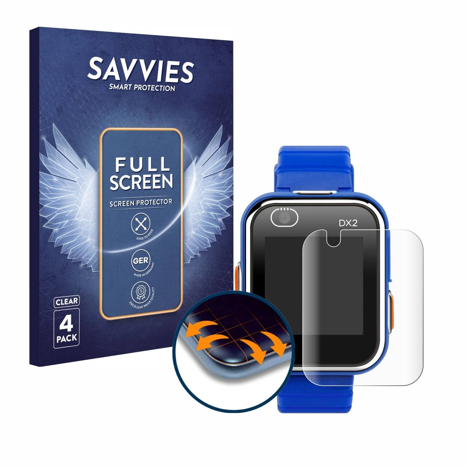 4x Savvies Full-Screen Folie für Vtech Kidizoom Smart Watch