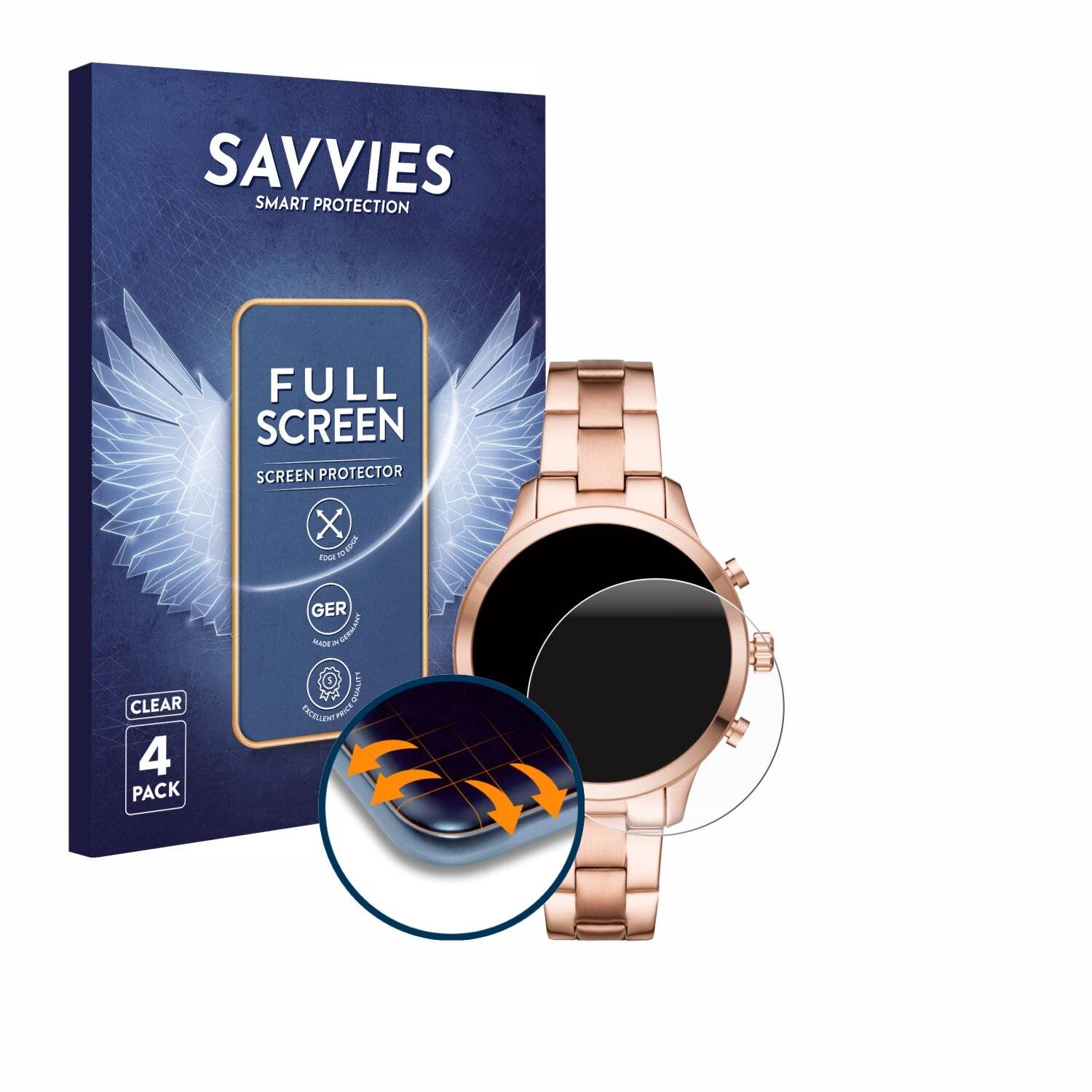4x Savvies Full-Screen Folie für Michael Kors Access Runway (41