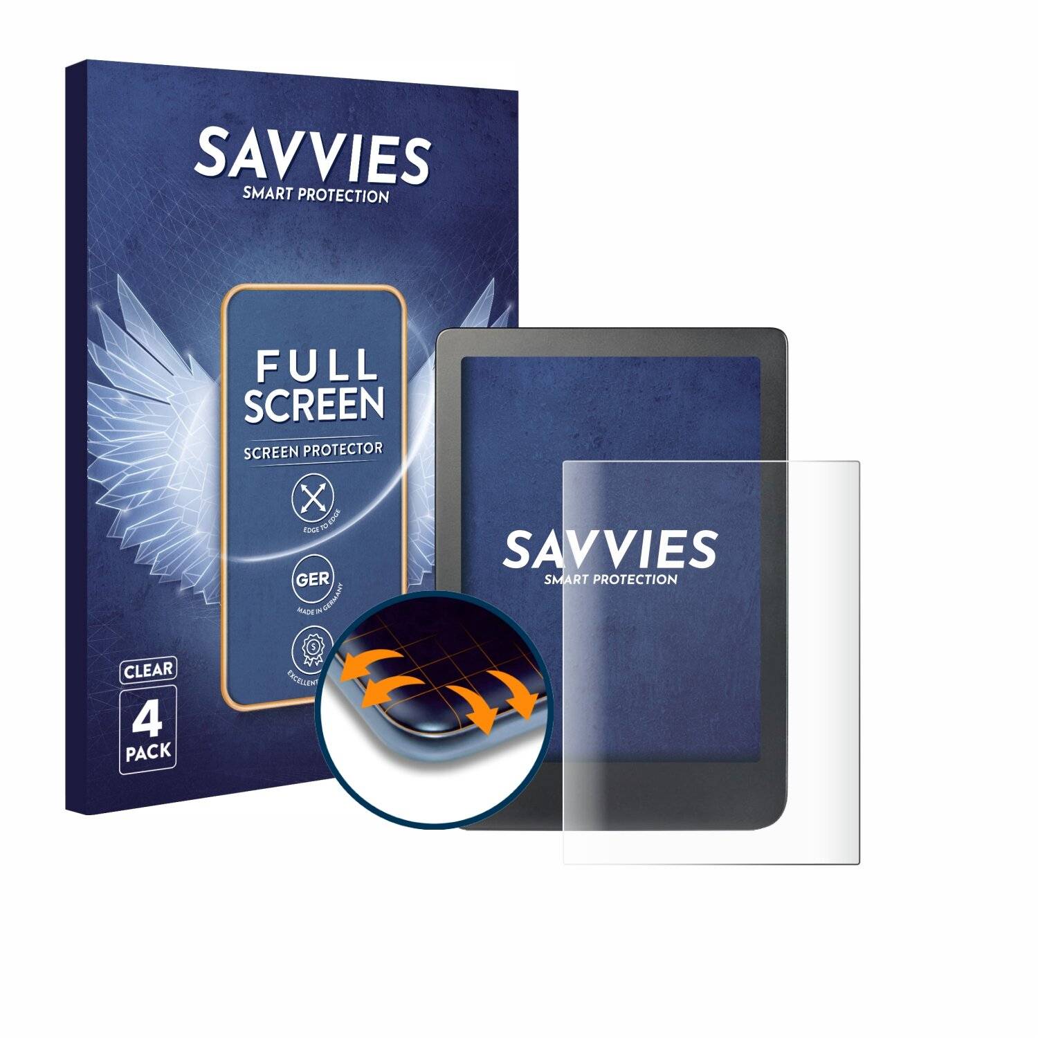 4x Savvies Full-Screen Folie für Kobo Clara HD