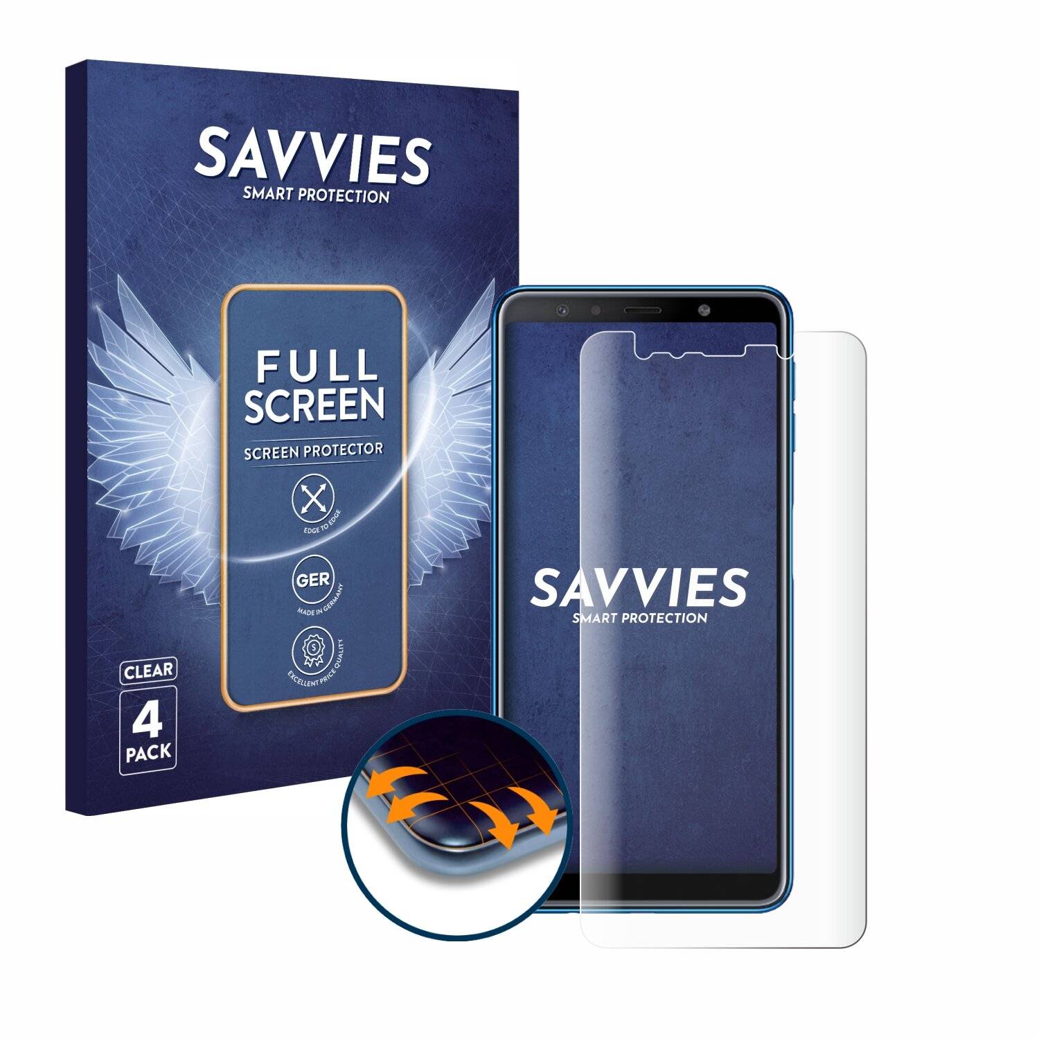 4x Savvies Full-Screen Folie für Samsung Galaxy A7