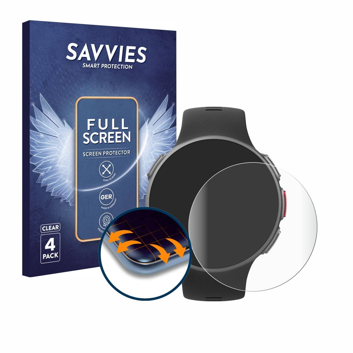 4x Savvies Full-Screen Folie für Polar Vantage V