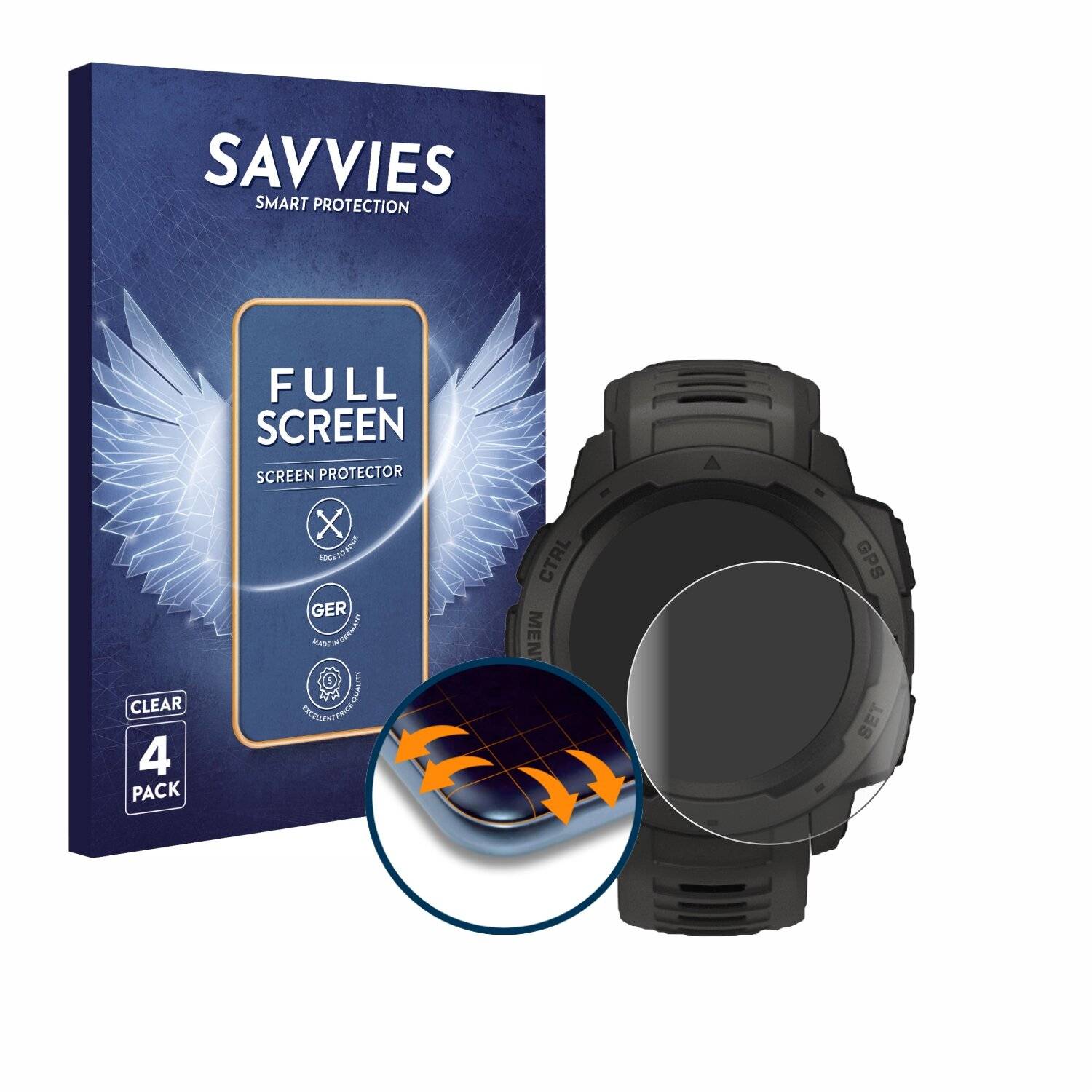4x Savvies Full-Screen Folie für Garmin