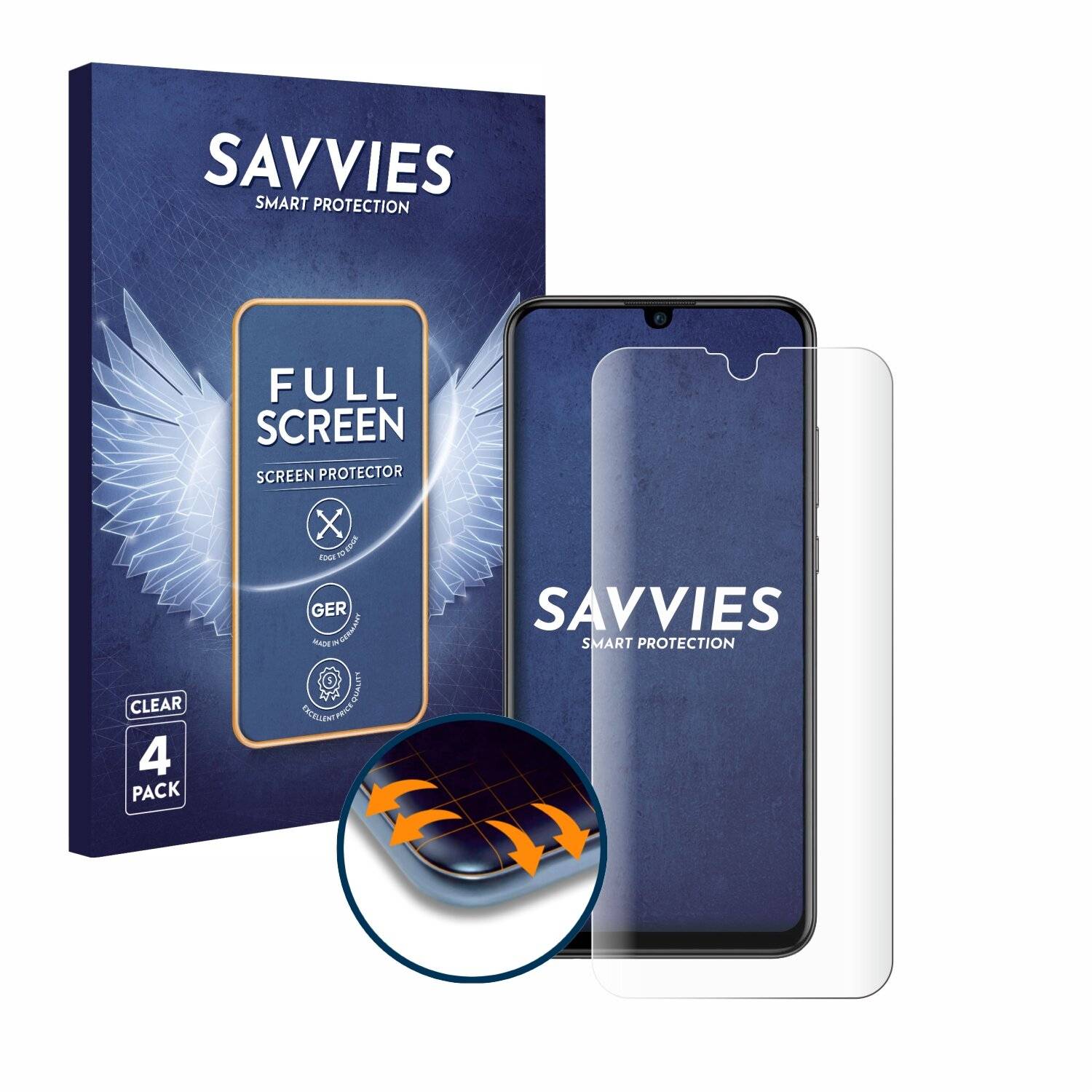 4x Savvies Full-Screen Folie für Huawei P smart