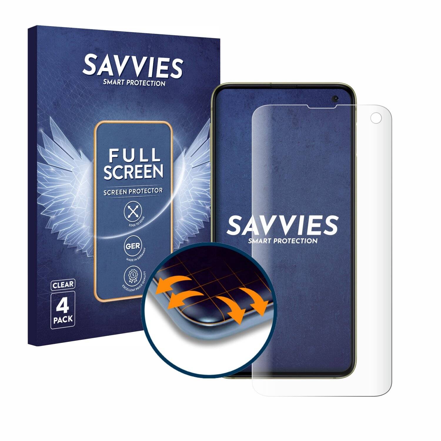 4x Savvies Full-Screen Folie für Samsung Galaxy