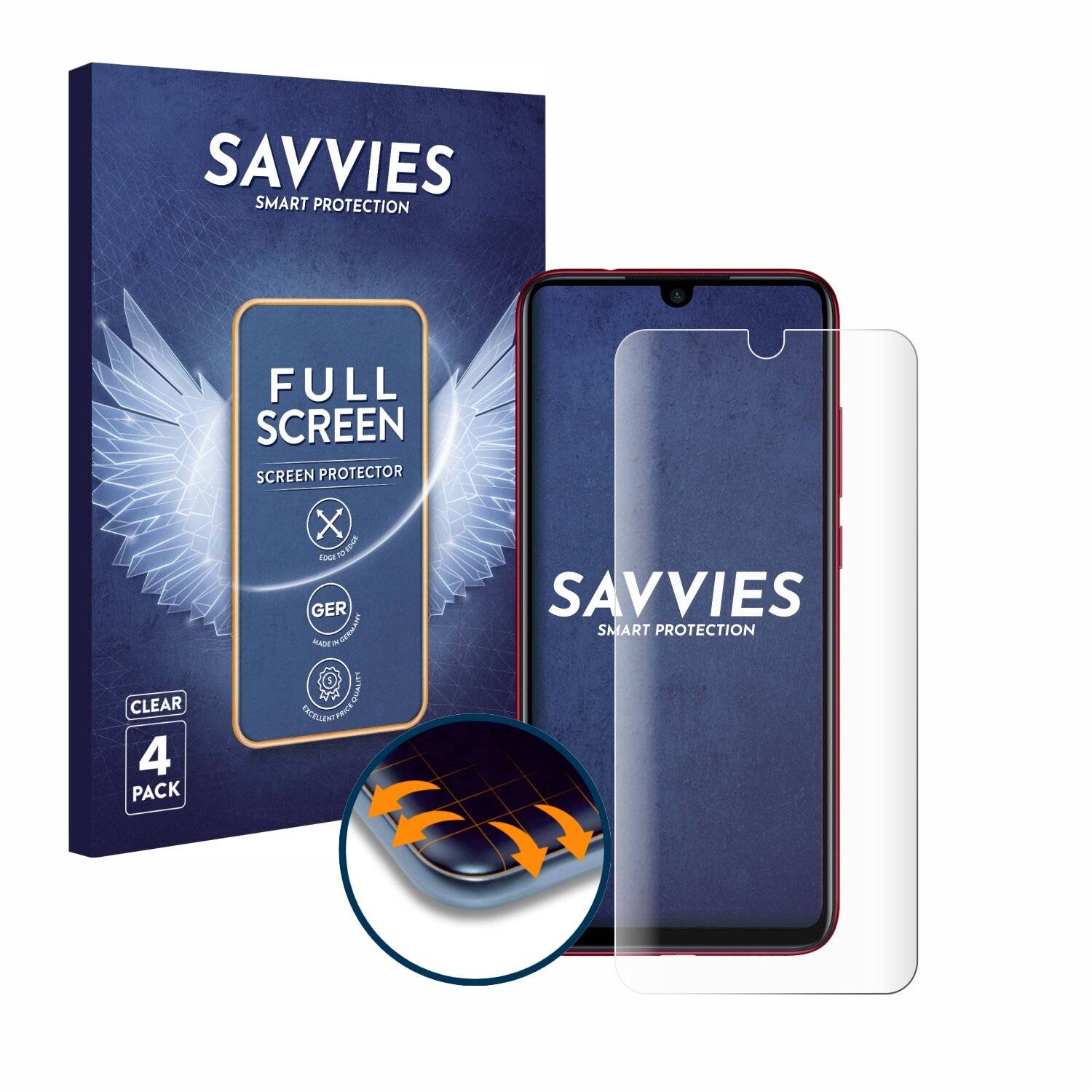 4x Savvies Full-Screen Folie für Xiaomi Redmi Note
