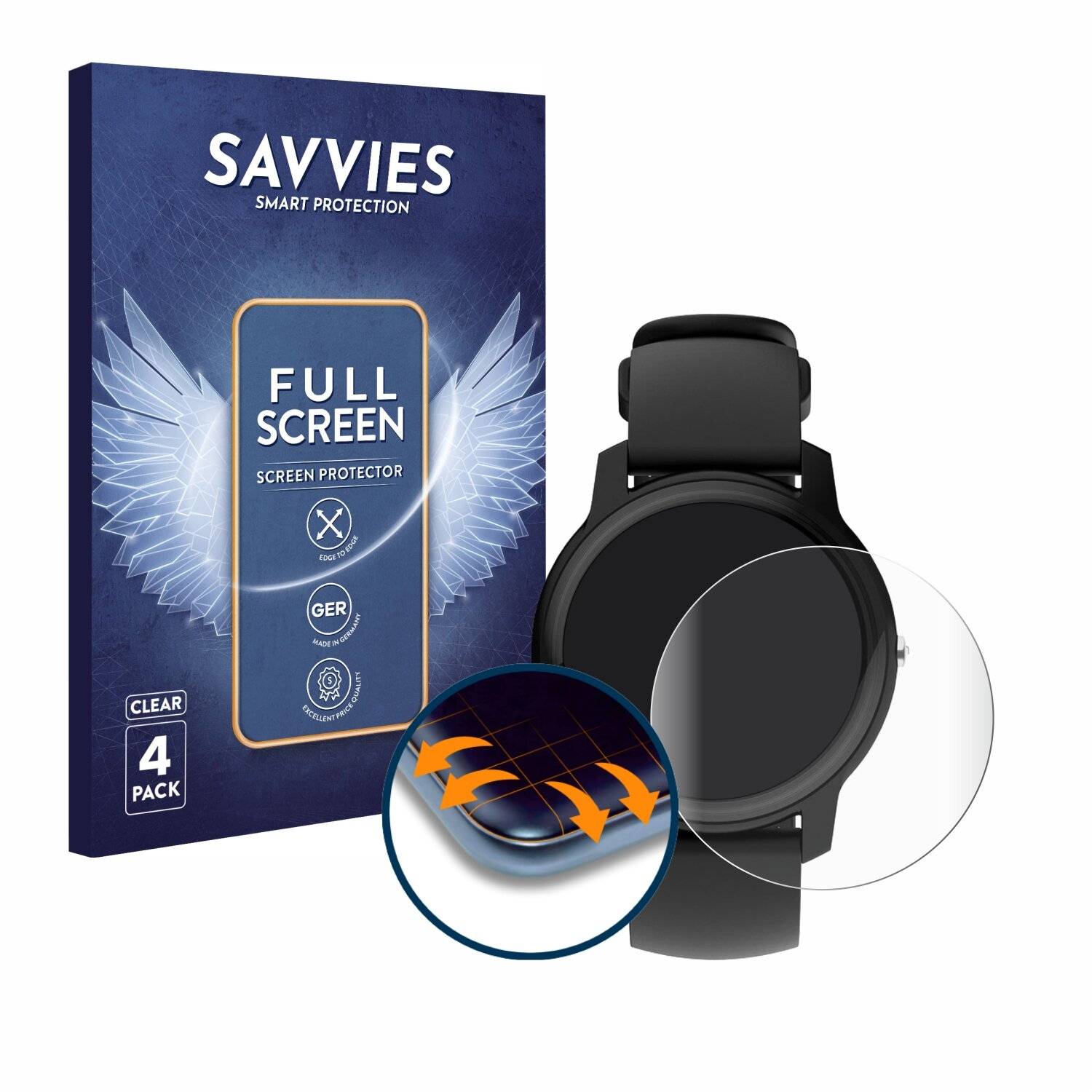 4x Savvies Full-Screen Folie für Withings Move