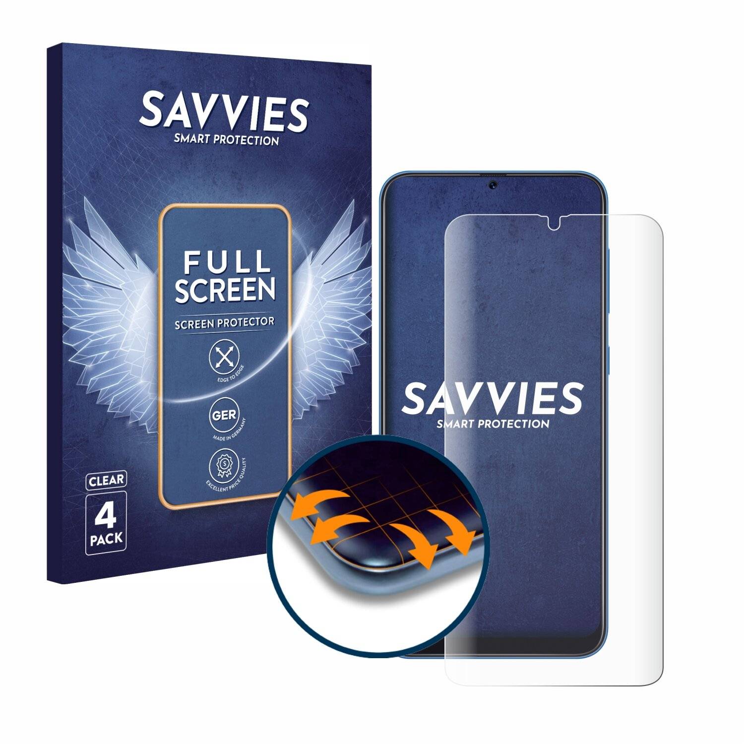 4x Savvies Full-Screen Folie für Samsung Galaxy