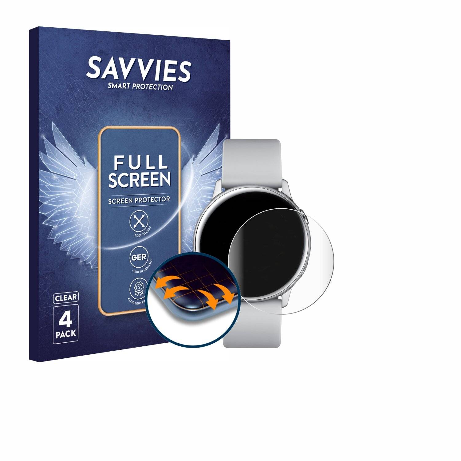 4x Savvies Full-Screen Folie für Samsung Galaxy Watch