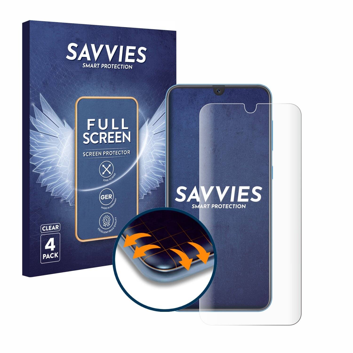 4x Savvies Full-Screen Folie für Samsung Galaxy