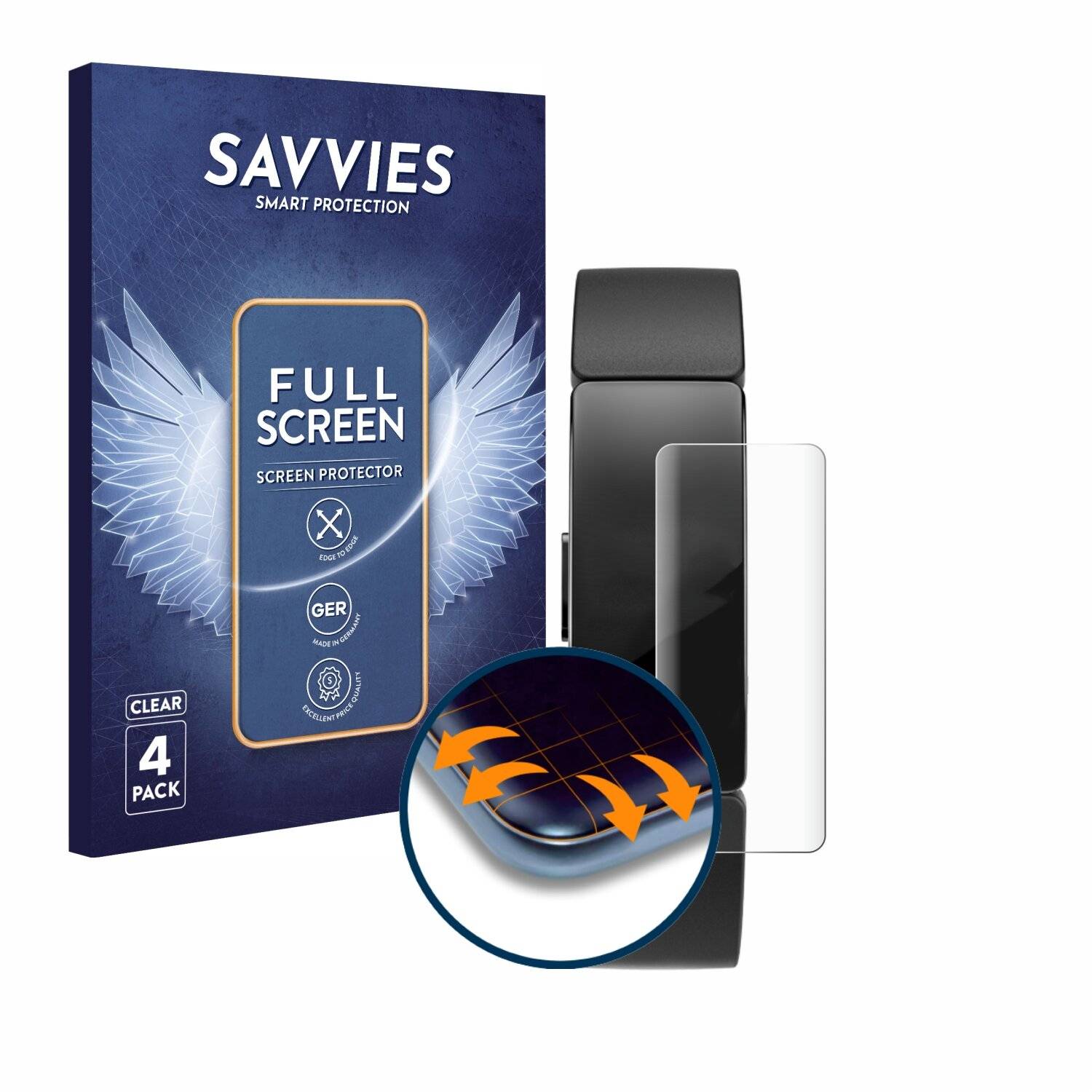 4x Savvies Full-Screen Folie für Fitbit Inspire