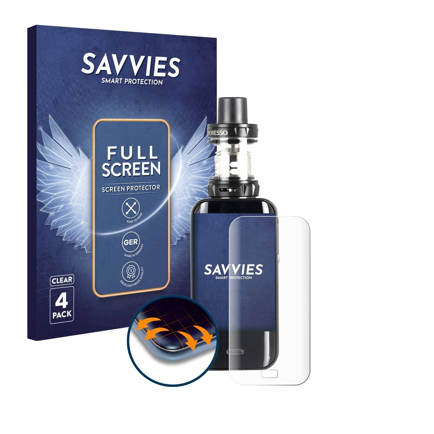 4x Savvies Full-Screen Folie für Vaporesso