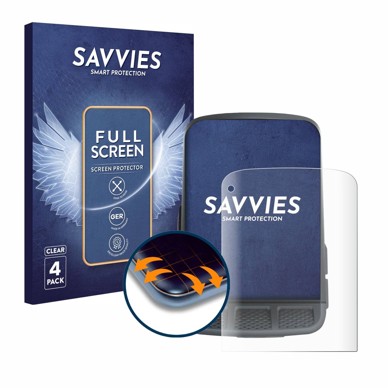 4x Savvies Full-Screen Folie für Wahoo Elemnt