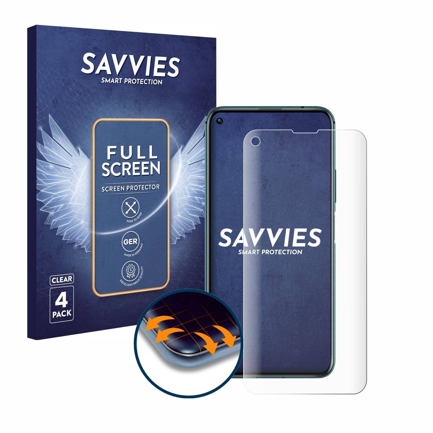4x Savvies Full-Screen Folie für Honor 20