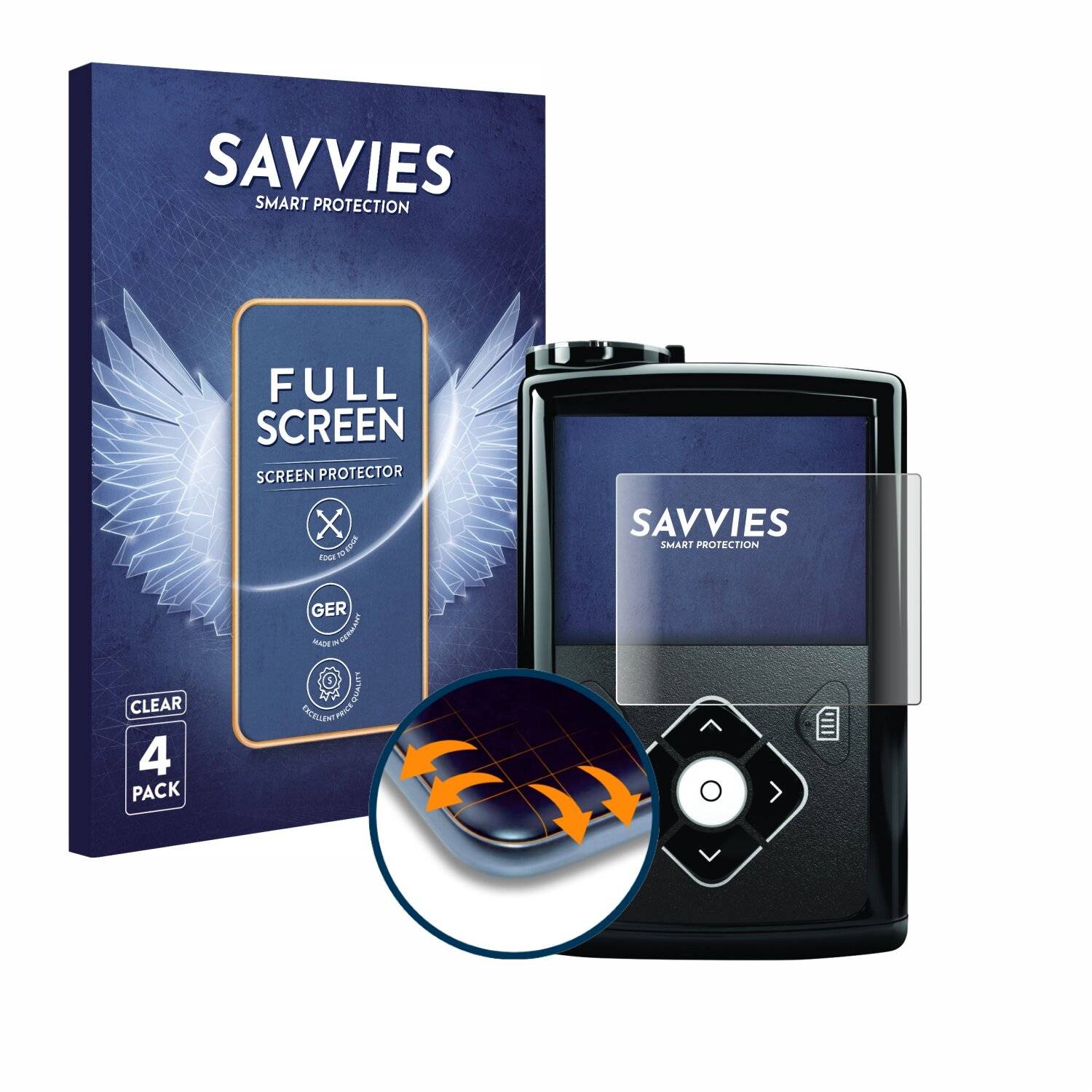 4x Savvies Full-Screen Folie für Medtronic Minimed