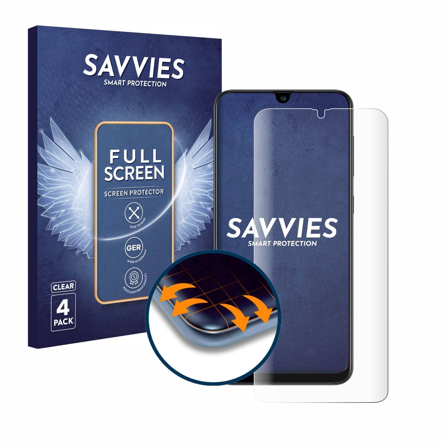 4x Savvies Full-Screen Folie für Samsung Galaxy