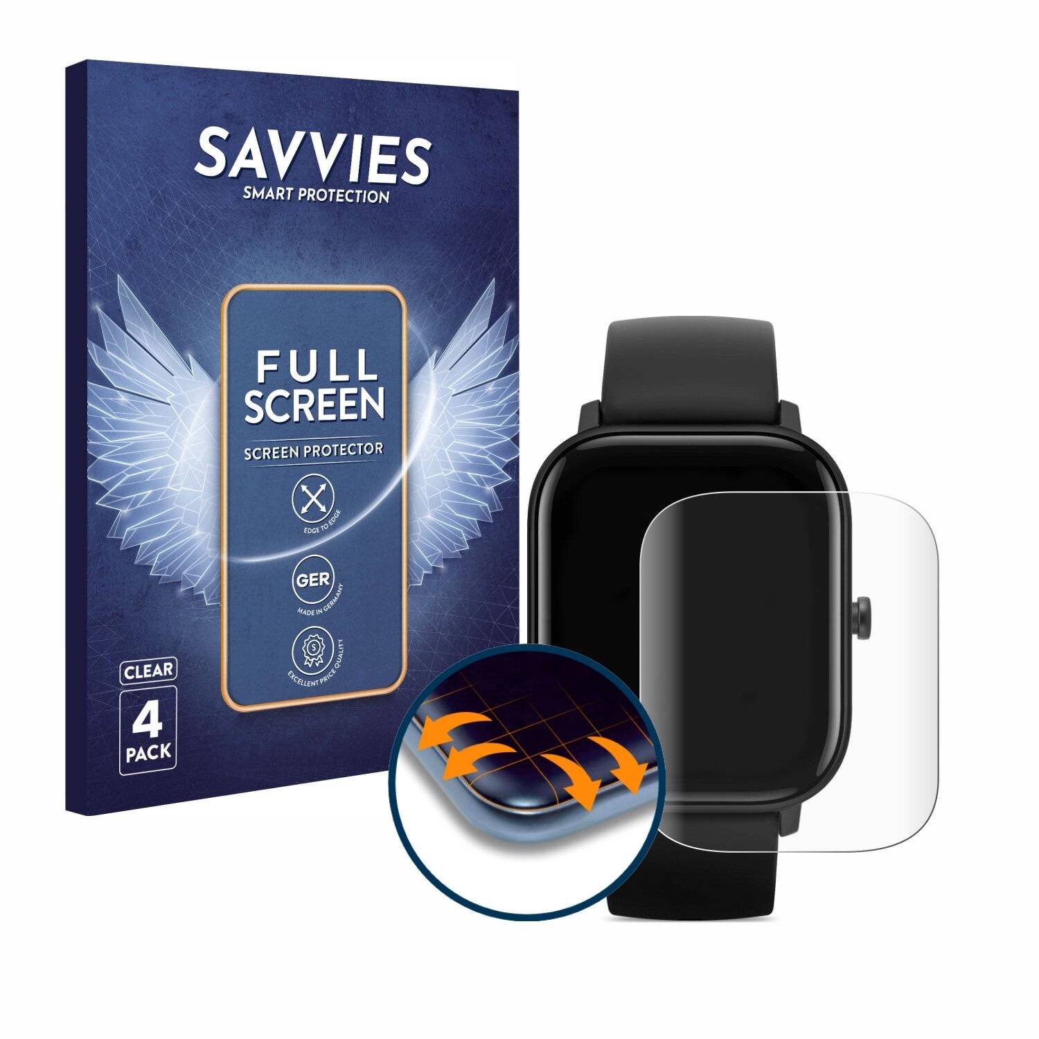 4x Savvies Full-Screen Folie für Huami Amazfit