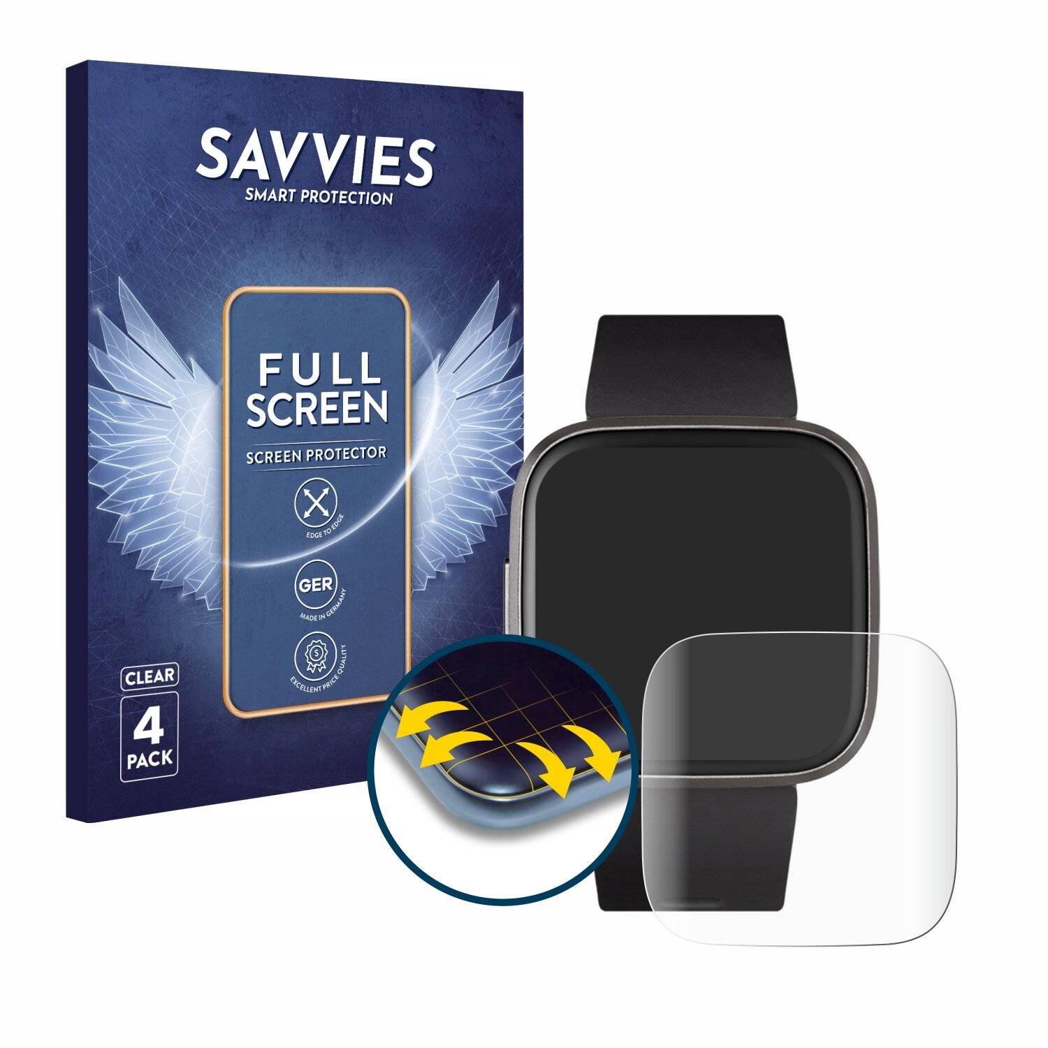 4x Savvies Full-Screen Folie für Fitbit Versa