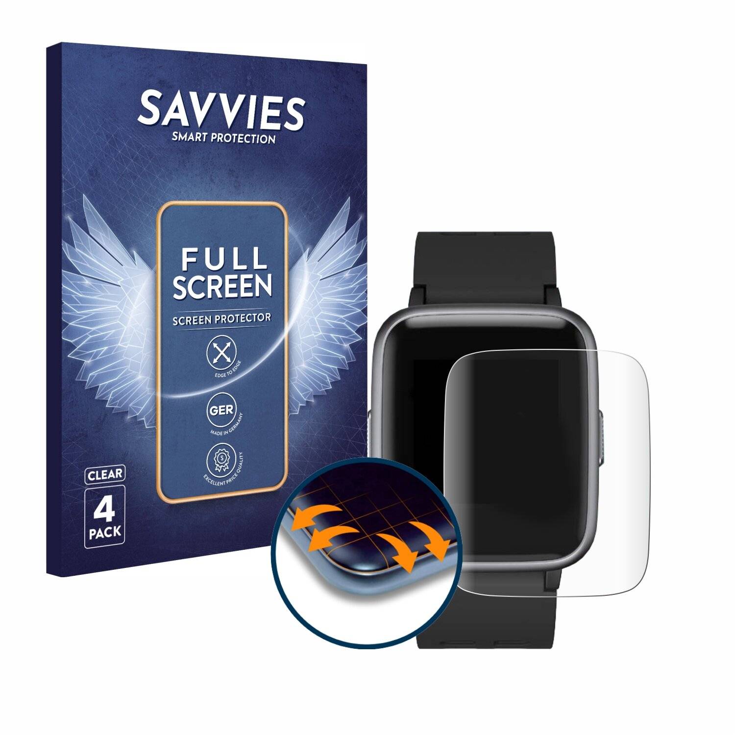 4x Savvies Full-Screen Folie für Letsfit Fitness Tracker