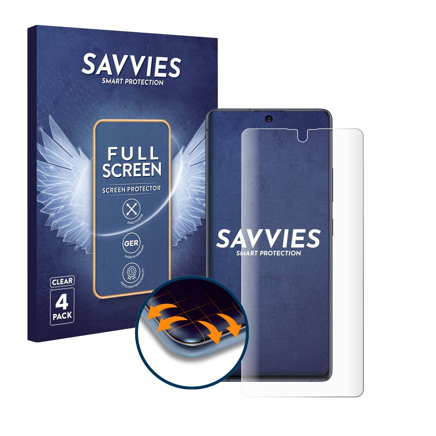 4x Savvies Full-Screen Folie für Samsung Galaxy S10
