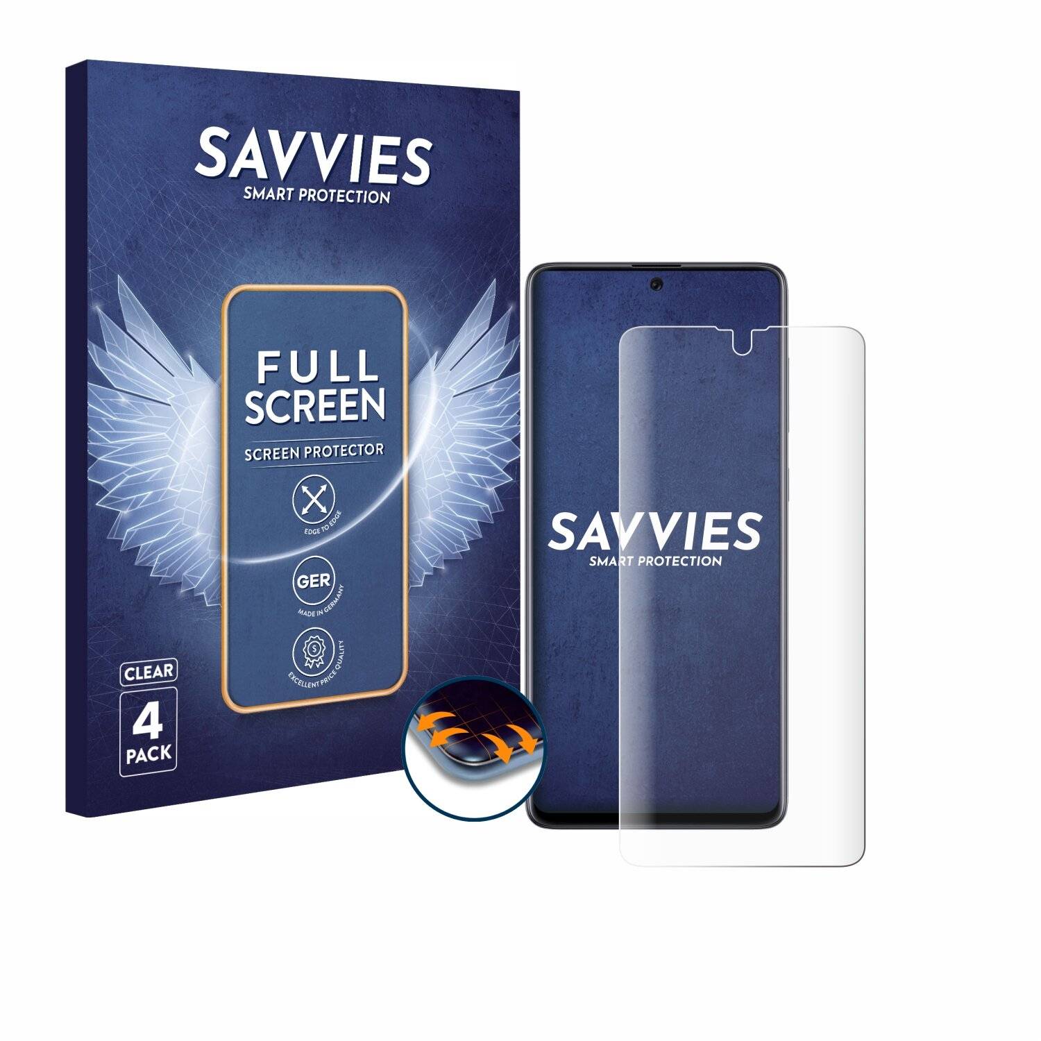 4x Savvies Full-Screen Folie für Samsung Galaxy