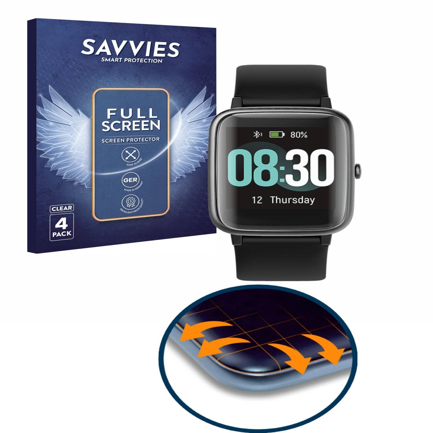 4x Savvies Full-Screen Folie für Umidigi Uwatch 3 (4x
