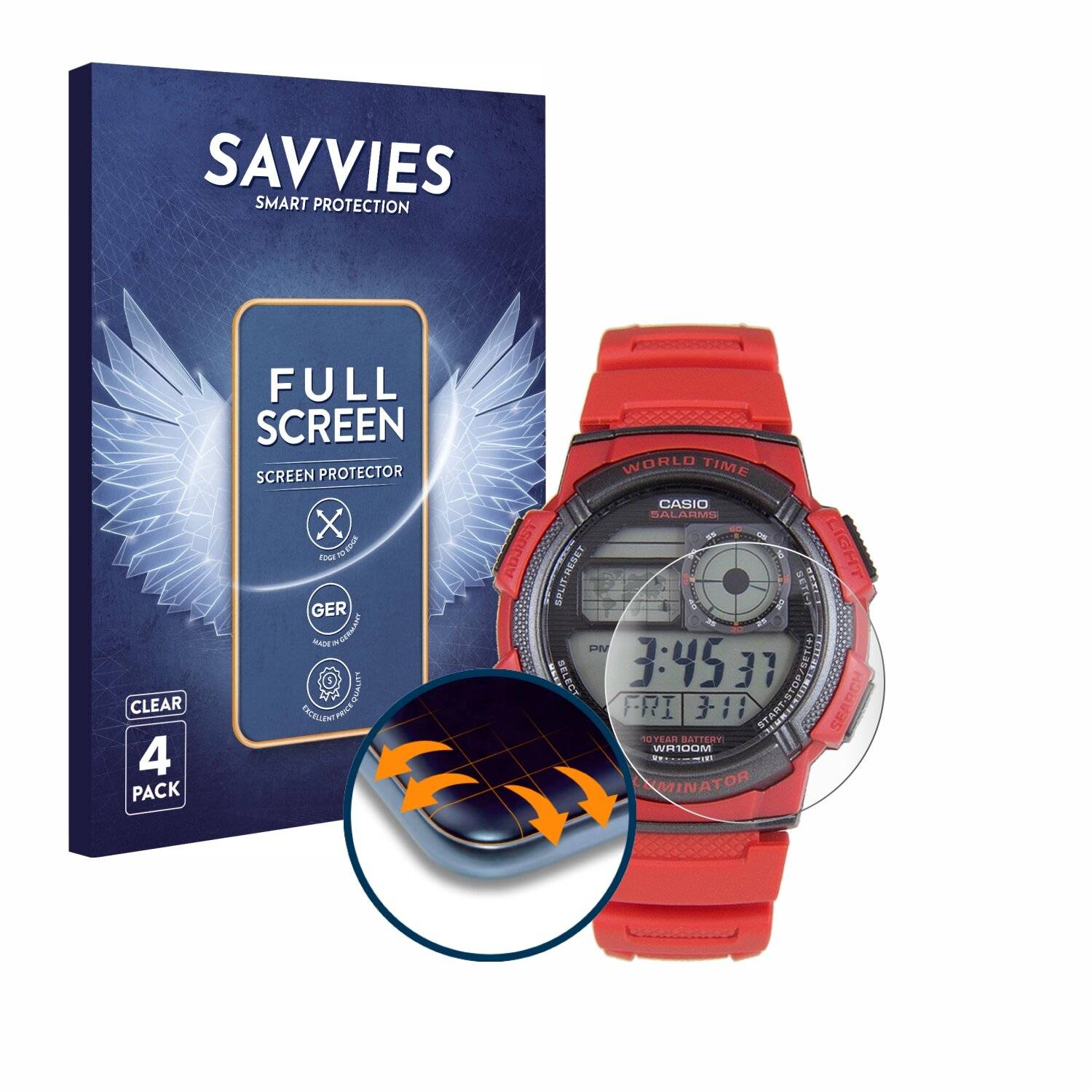4x Savvies Full-Screen Folie für Casio