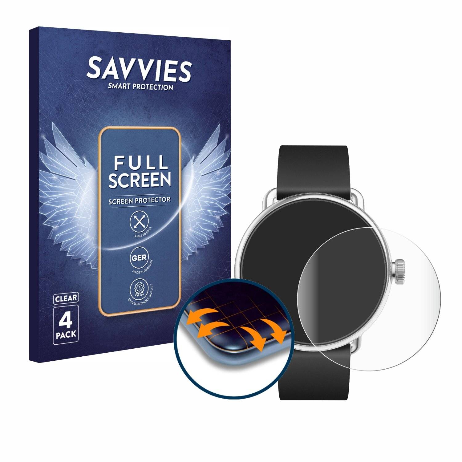 4x Savvies Full-Screen Folie für Withings ScanWatch (38