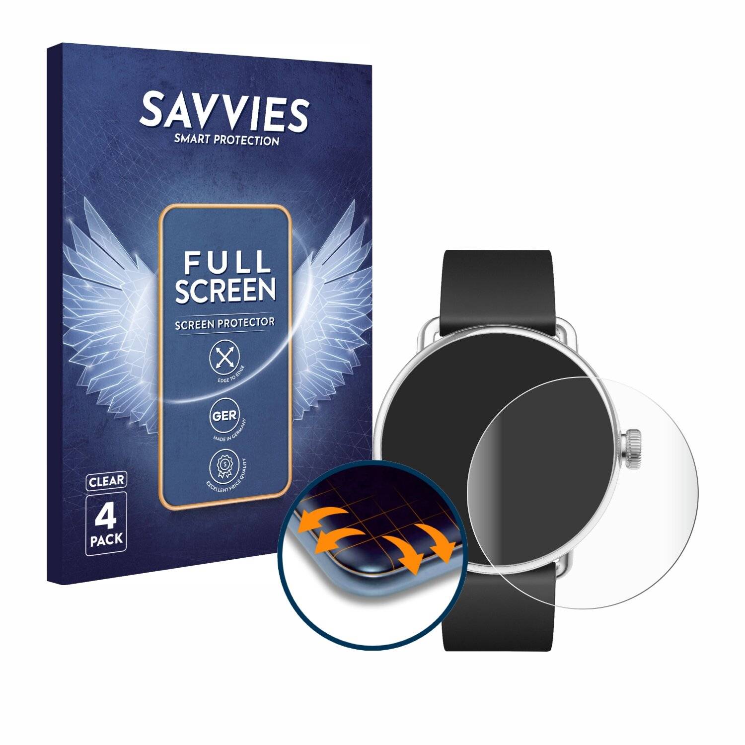 4x Savvies Full-Screen Folie für Withings ScanWatch (42