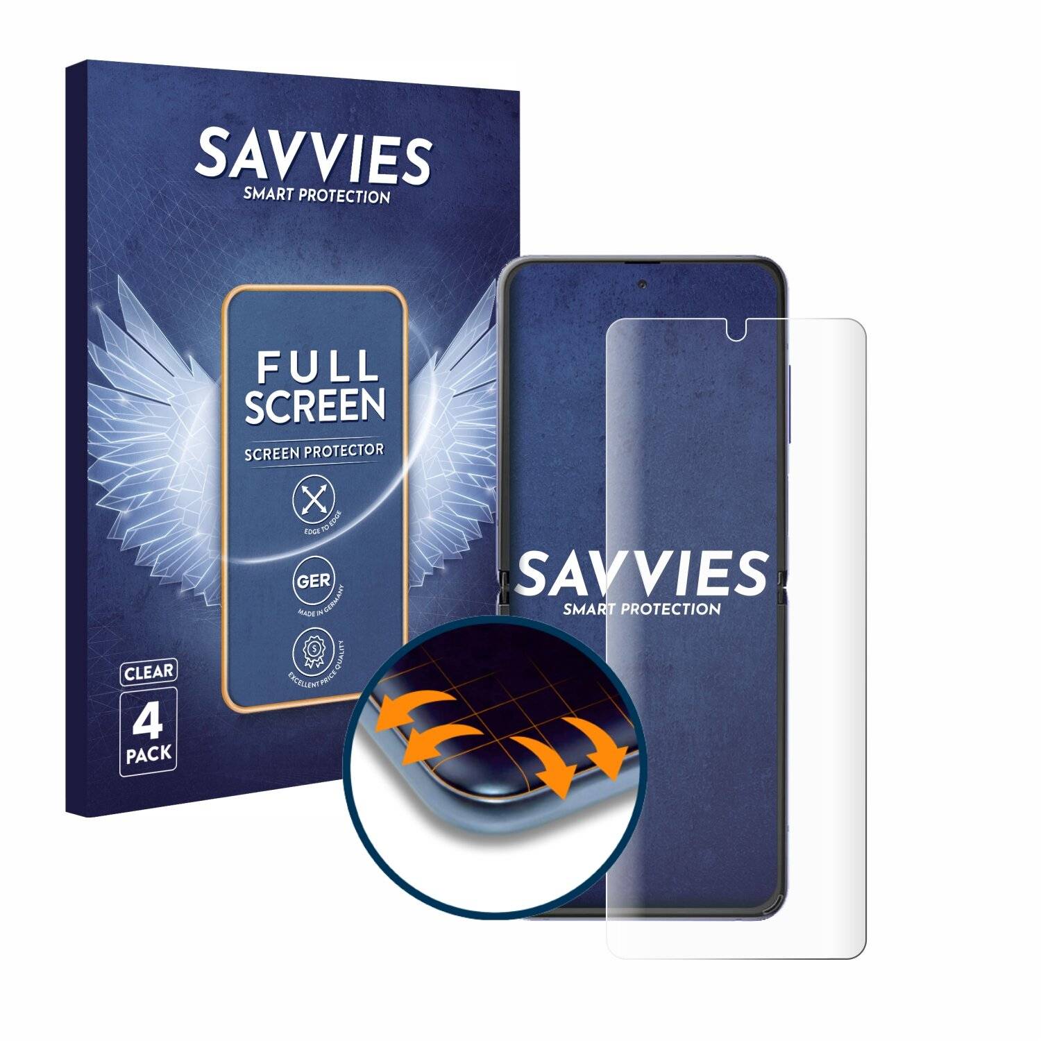 4x Savvies Full-Screen Folie für Samsung Galaxy Z