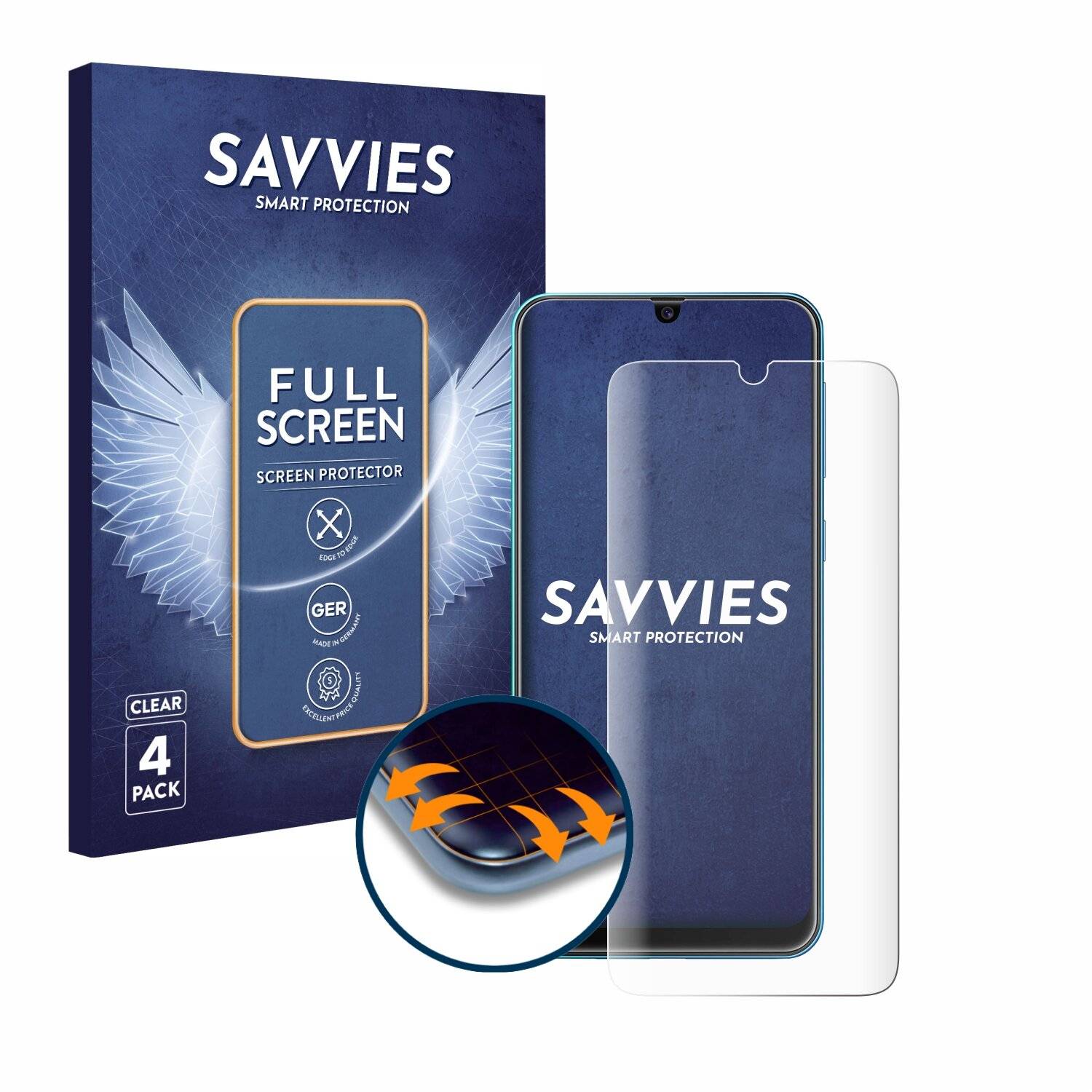 4x Savvies Full-Screen Folie für Samsung Galaxy