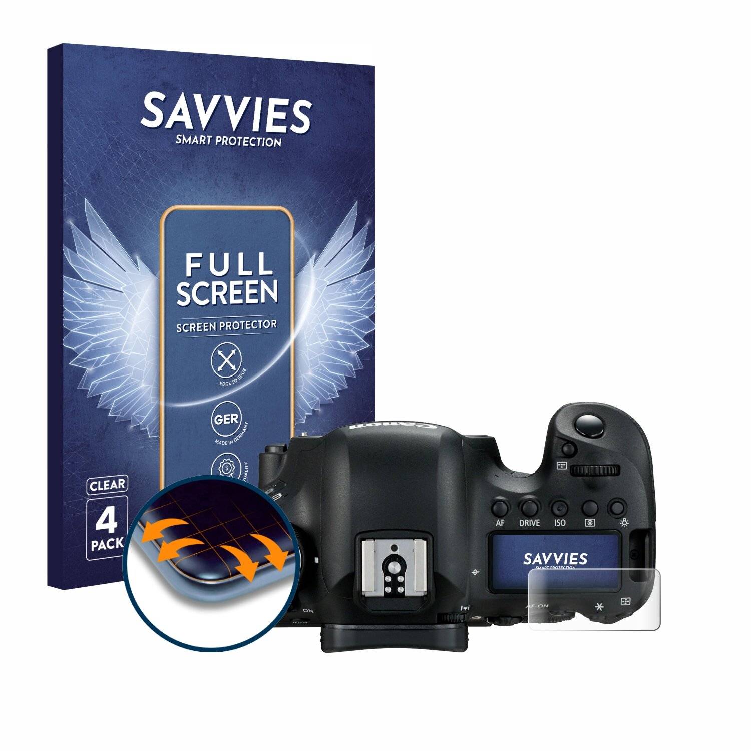 4x Savvies Full-Screen Folie für Canon EOS 6D Mark II