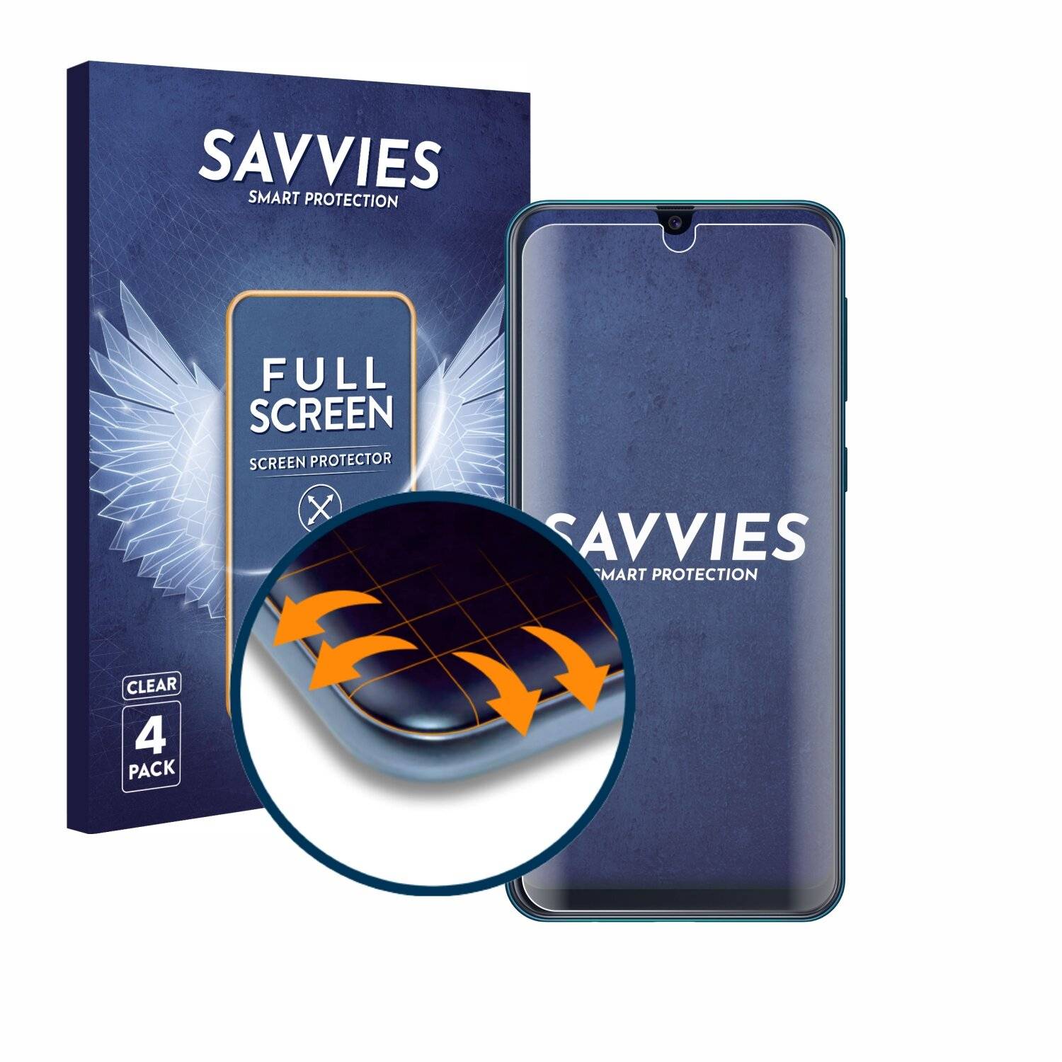 4x Savvies Full-Screen Folie für Samsung Galaxy