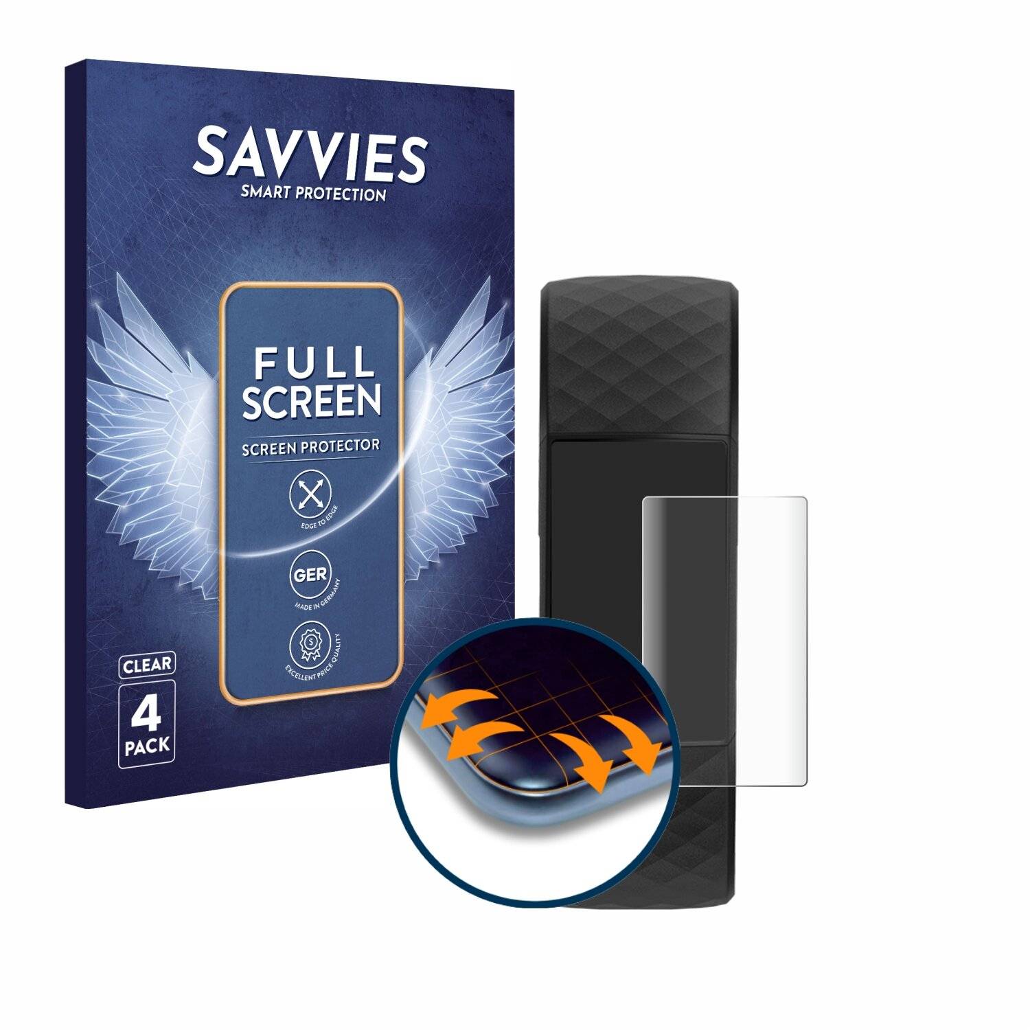 4x Savvies Full-Screen Folie für Fitbit Charge