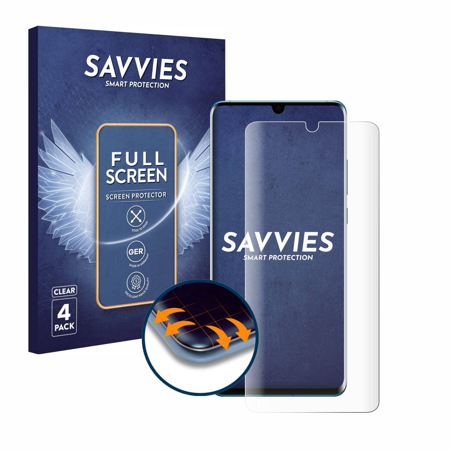 4x Savvies Full-Screen Folie für Huawei P30 Pro New