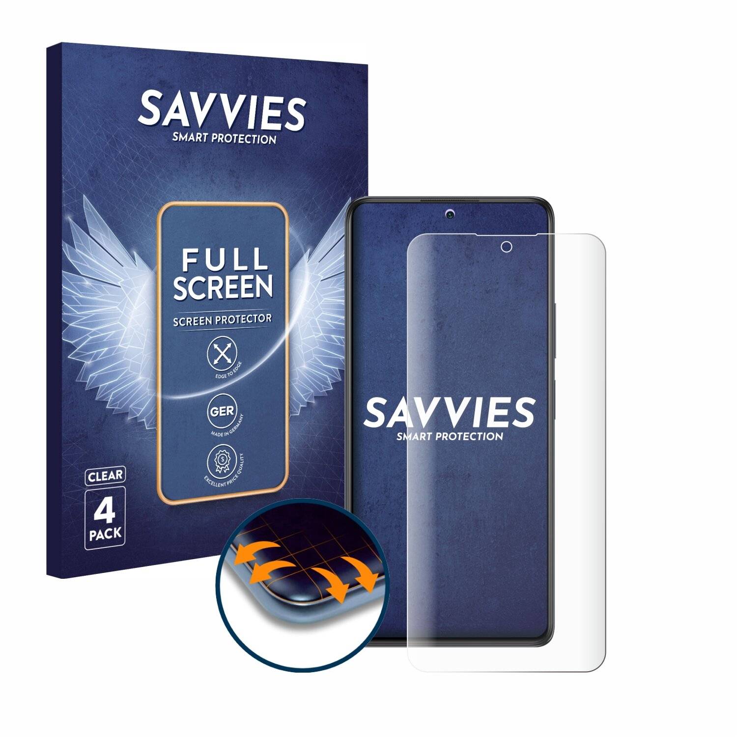 4x Savvies Full-Screen Folie für Xiaomi Redmi Note
