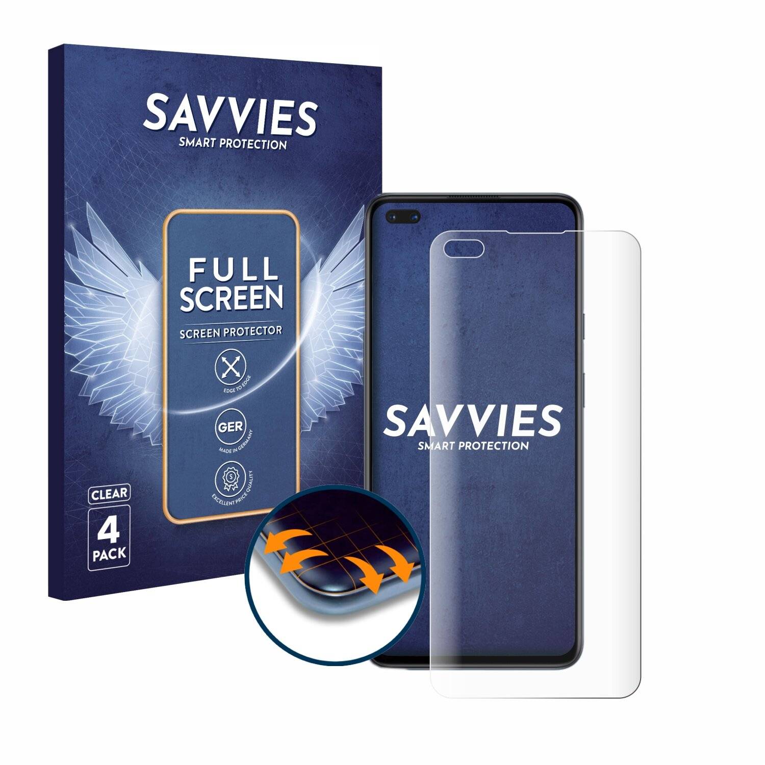 4x Savvies Full-Screen Folie für OnePlus