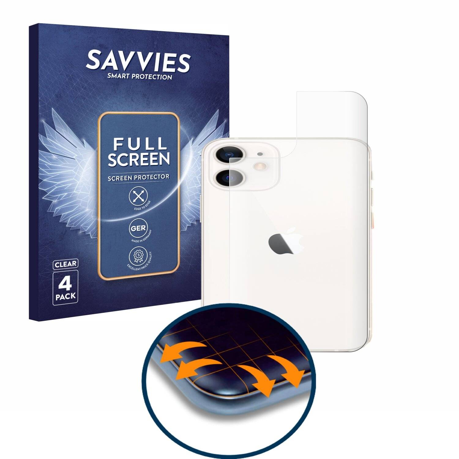 4x Savvies Full-Screen Folie für Apple iPhone 12 mini