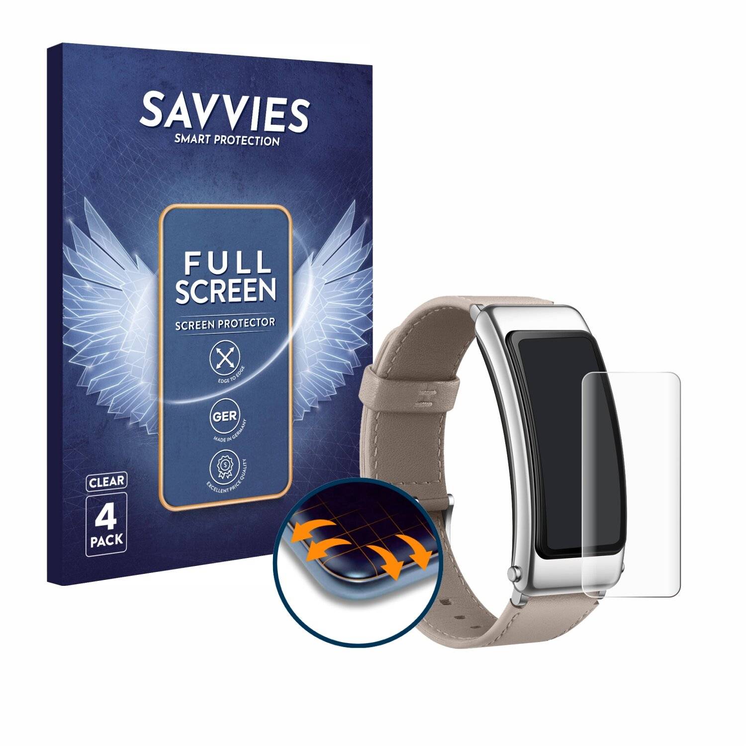 4x Savvies Full-Screen Folie für Huawei TalkBand