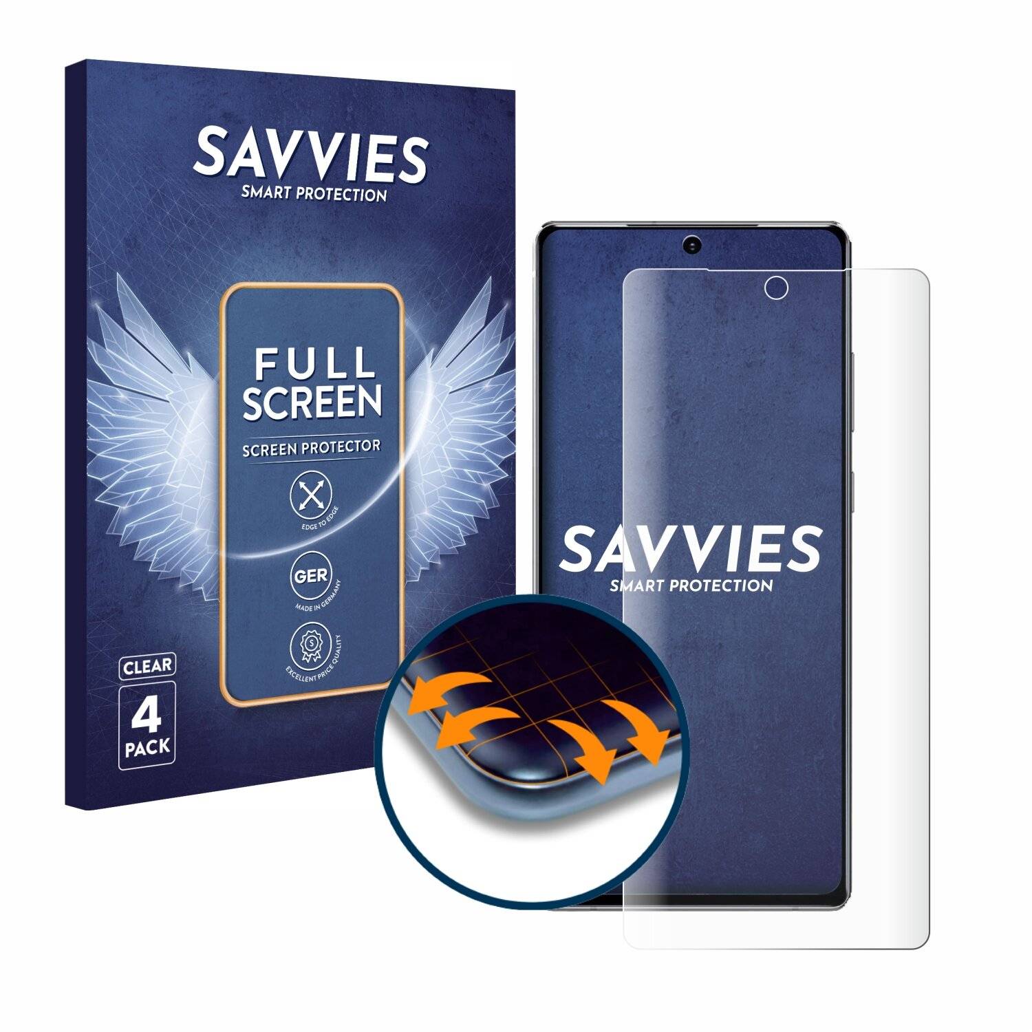 4x Savvies Full-Screen Folie für Samsung Galaxy Note 20